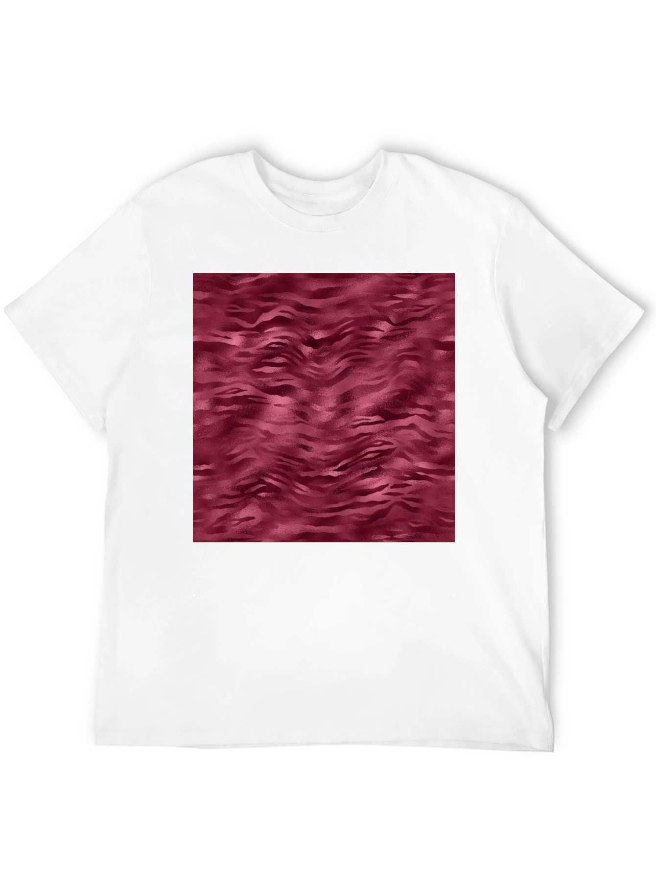Abstract Maroon Wave Pattern Mens Black T-Shirt