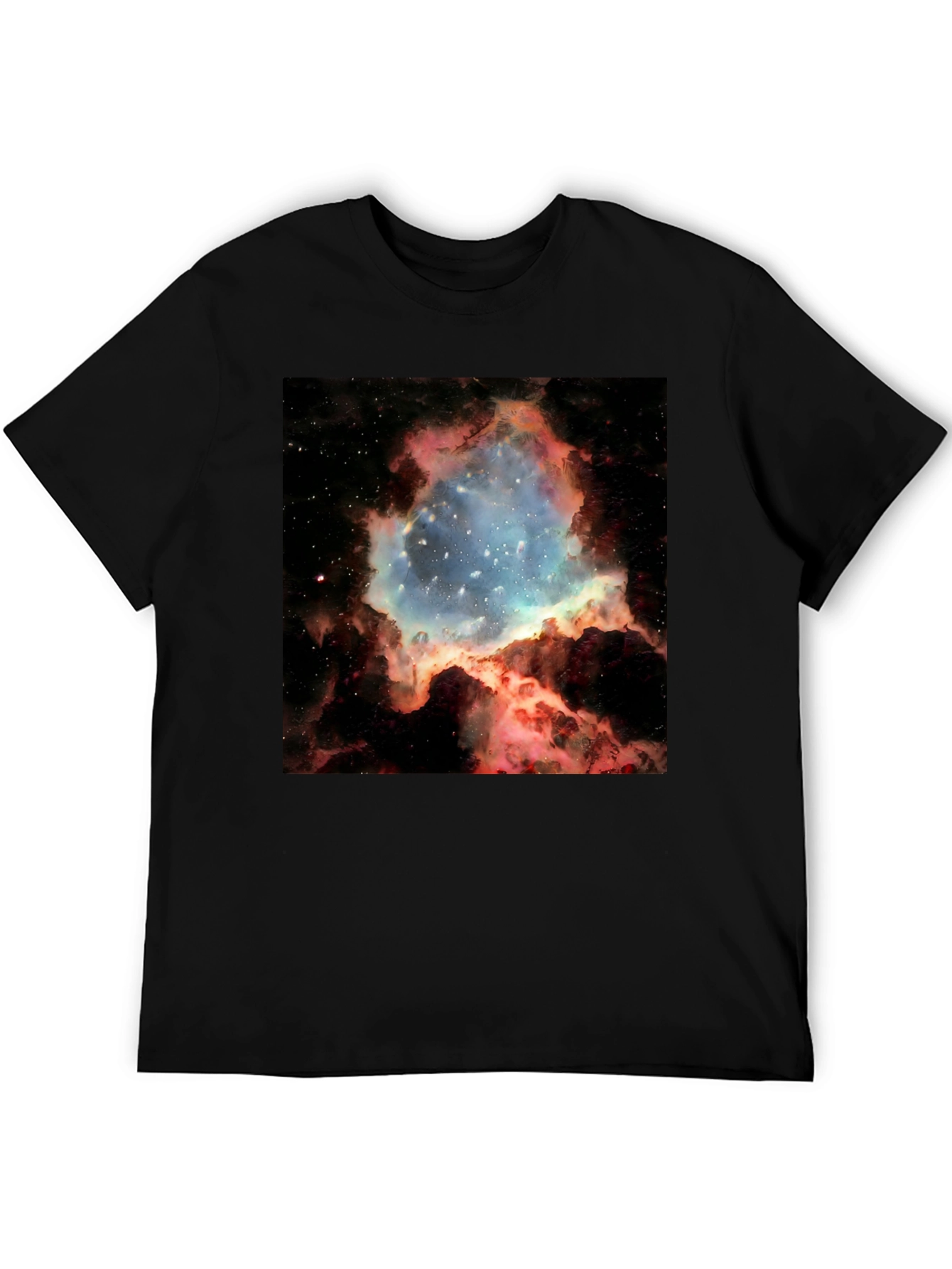 Nebula Galaxy Print Black T-Shirt