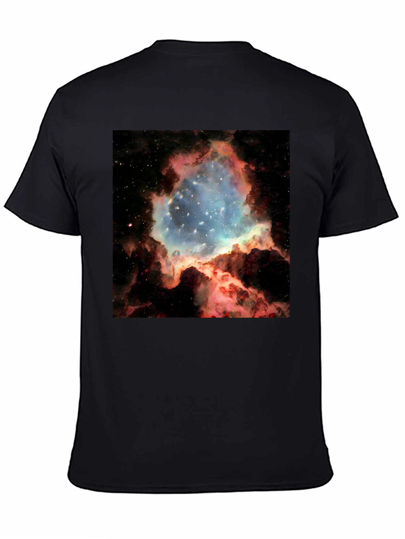 Nebula Galaxy Print Black T-Shirt