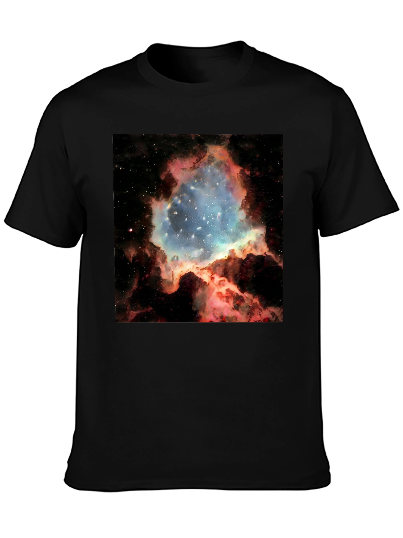Nebula Galaxy Print Black T-Shirt