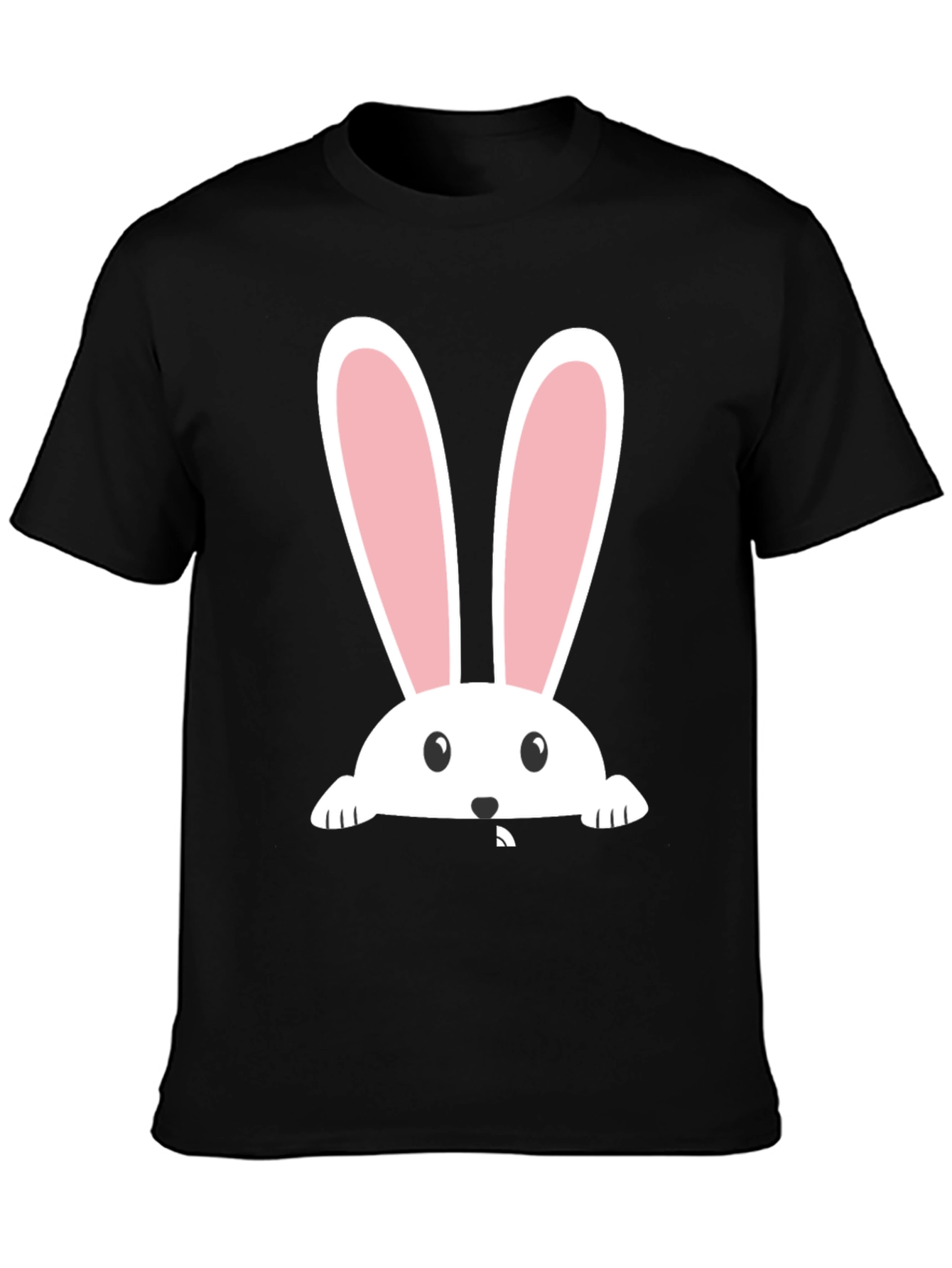 Bunny Peeking Easter T-Shirt - Black