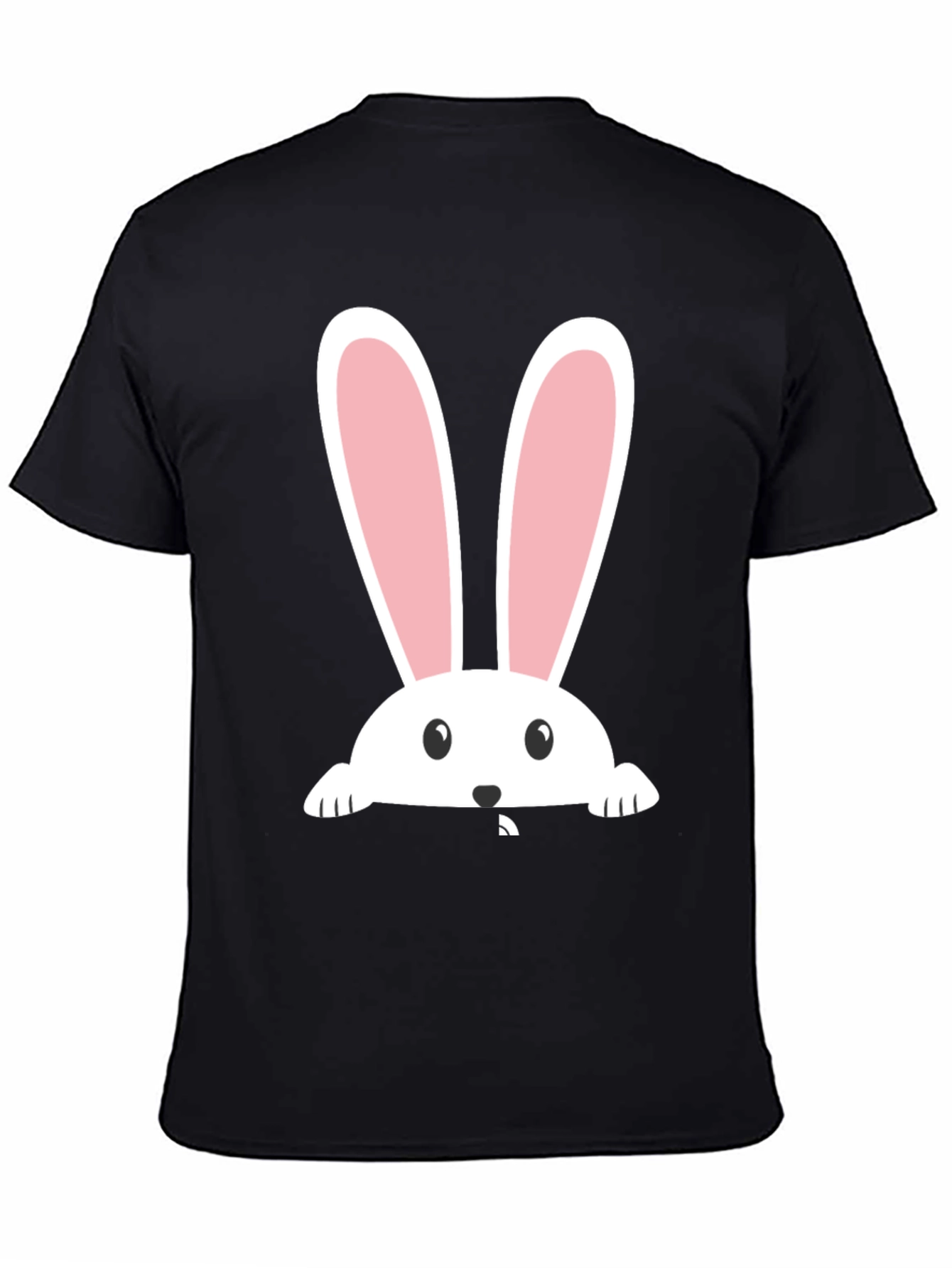 Bunny Peeking Easter T-Shirt - Black