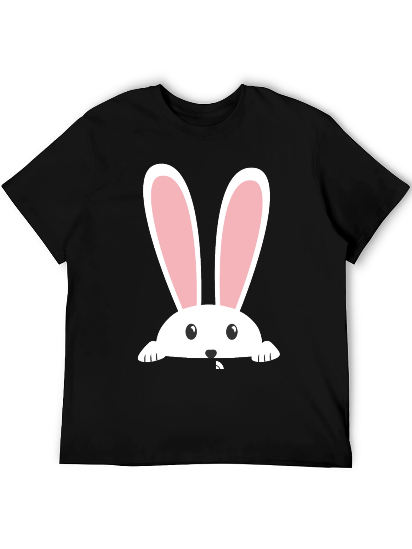 Bunny Peeking Easter T-Shirt - Black