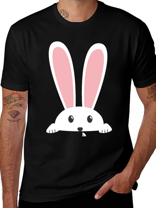 Bunny Peeking Easter T-Shirt - Black