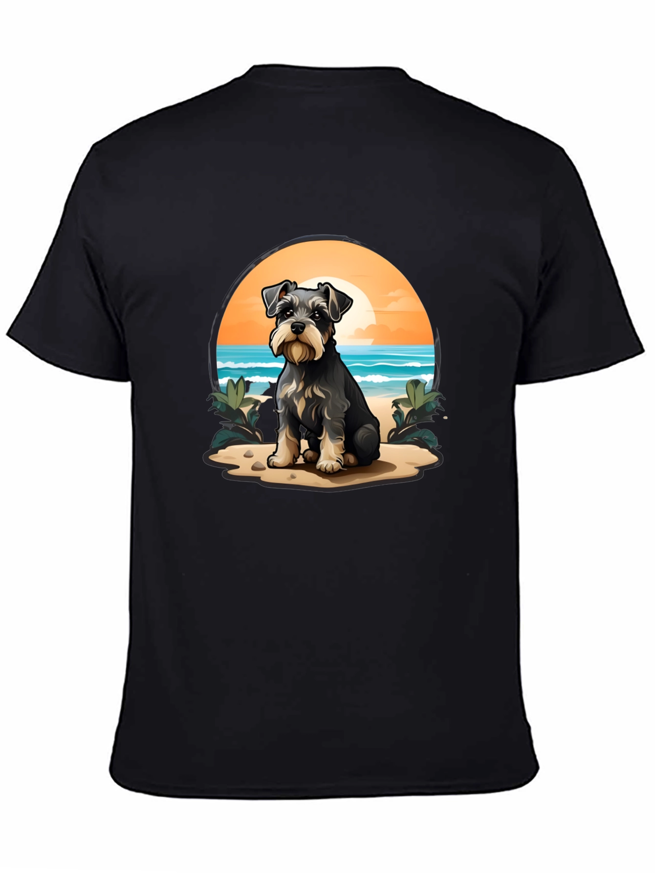 Schnauzer Dog Beach Scene T-Shirt