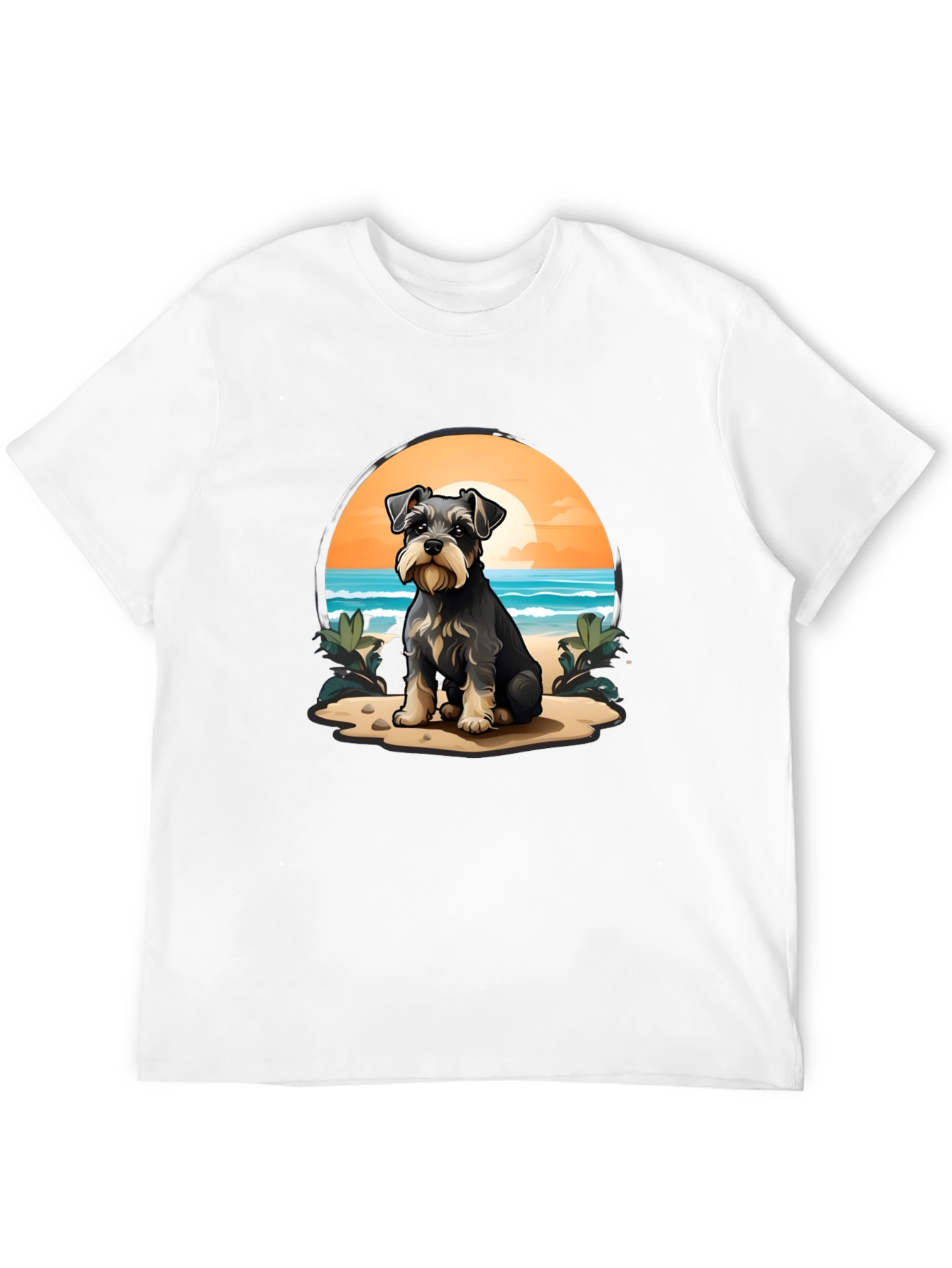 Schnauzer Dog Beach Scene T-Shirt