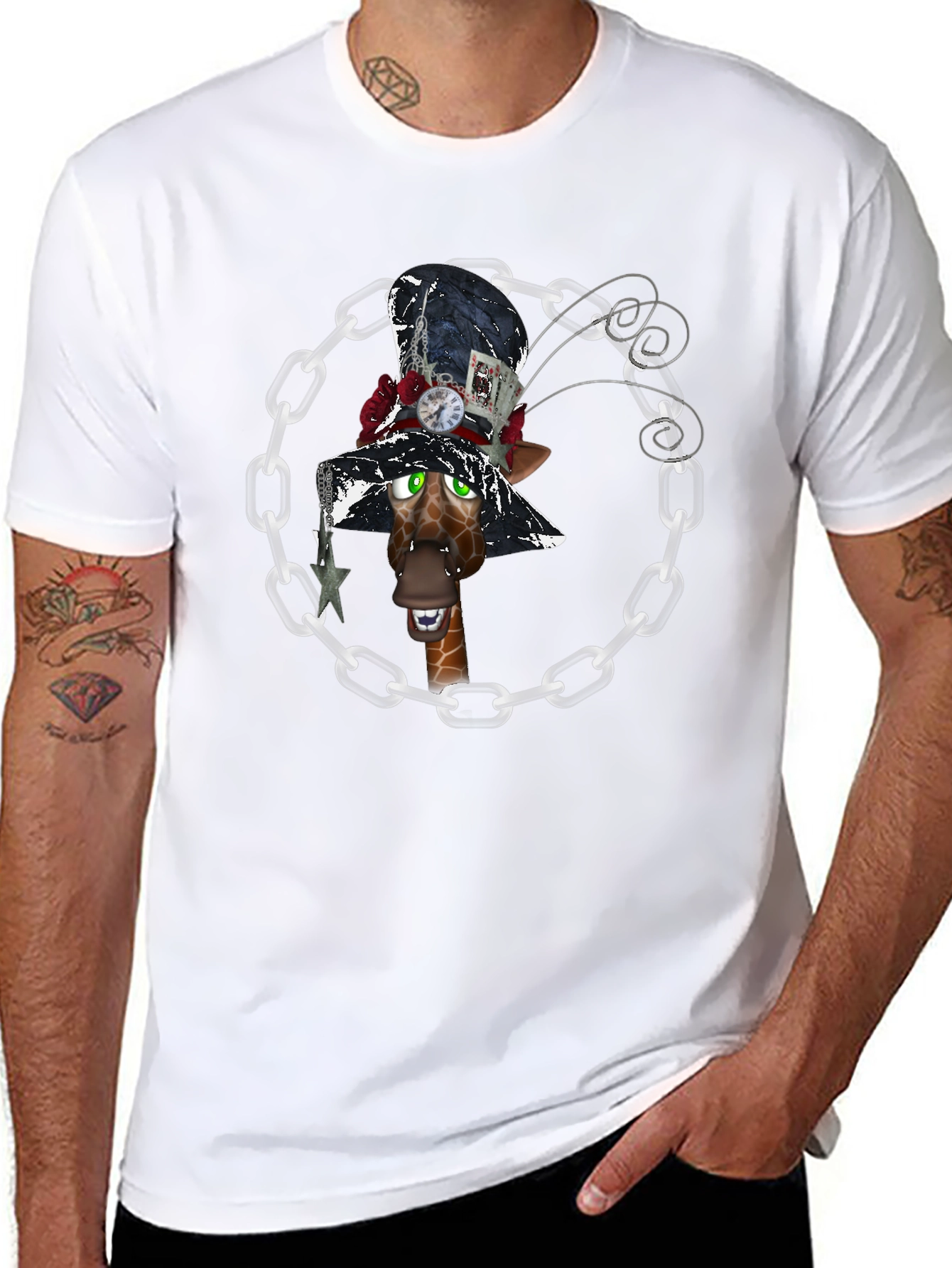 Giraffe Mad Hatter T-Shirt