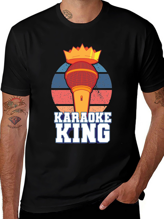 Karaoke King T-Shirt - Microphone Crown Retro Design