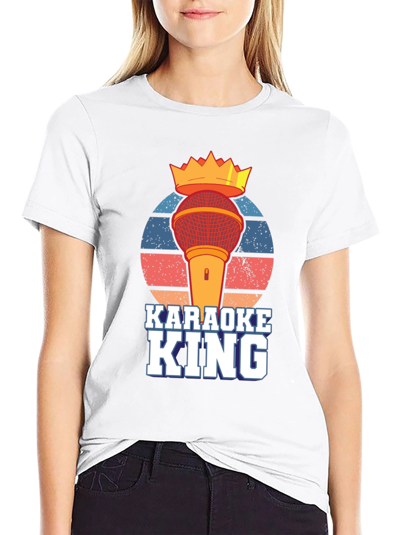Karaoke King T-Shirt - Microphone Crown Retro Design