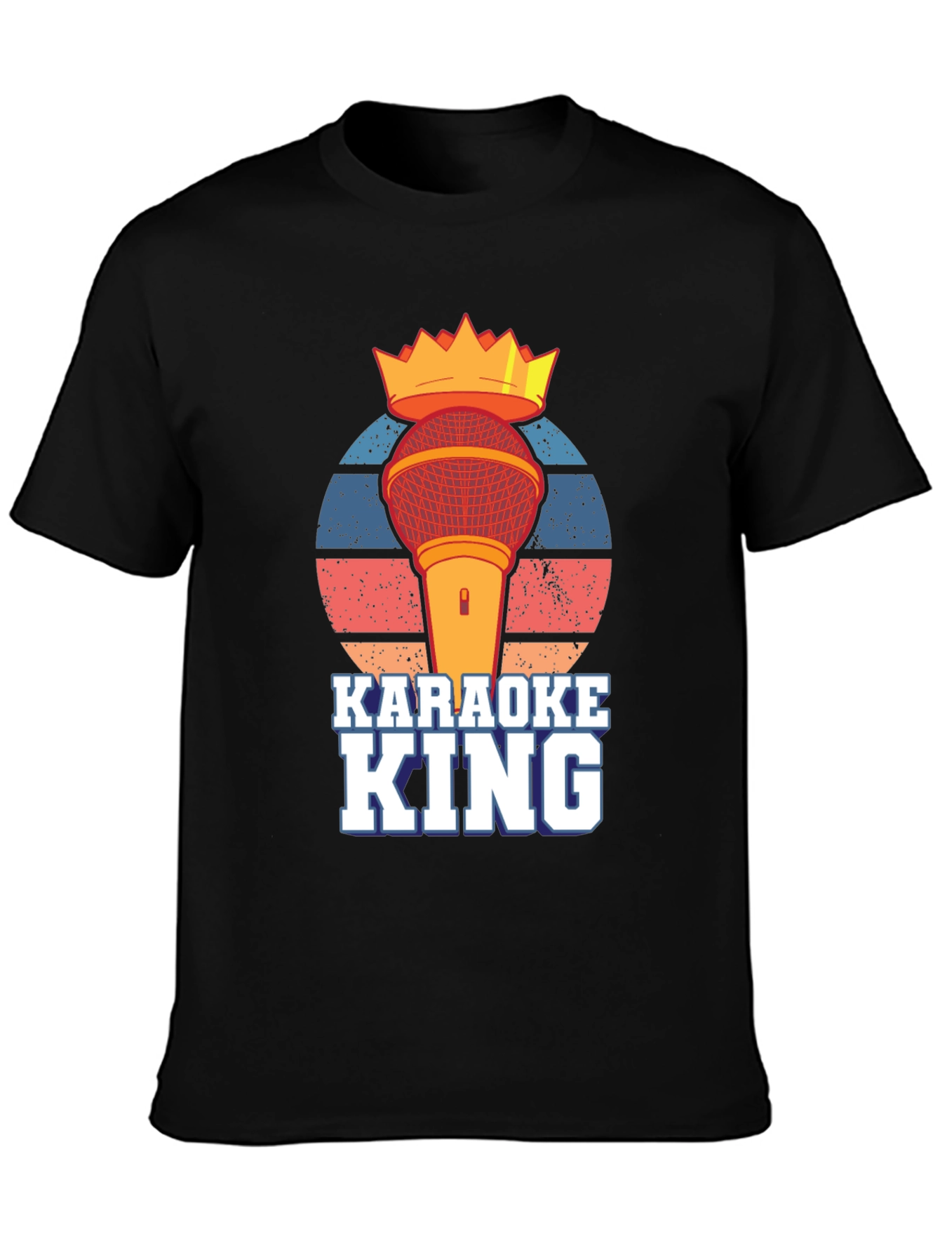 Karaoke King T-Shirt - Microphone Crown Retro Design