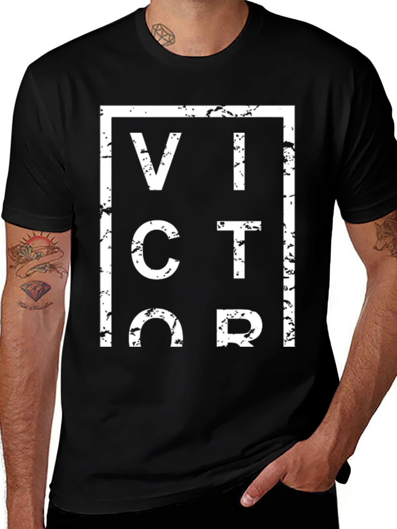 Victor Graphic Tee - Black Cotton T-Shirt