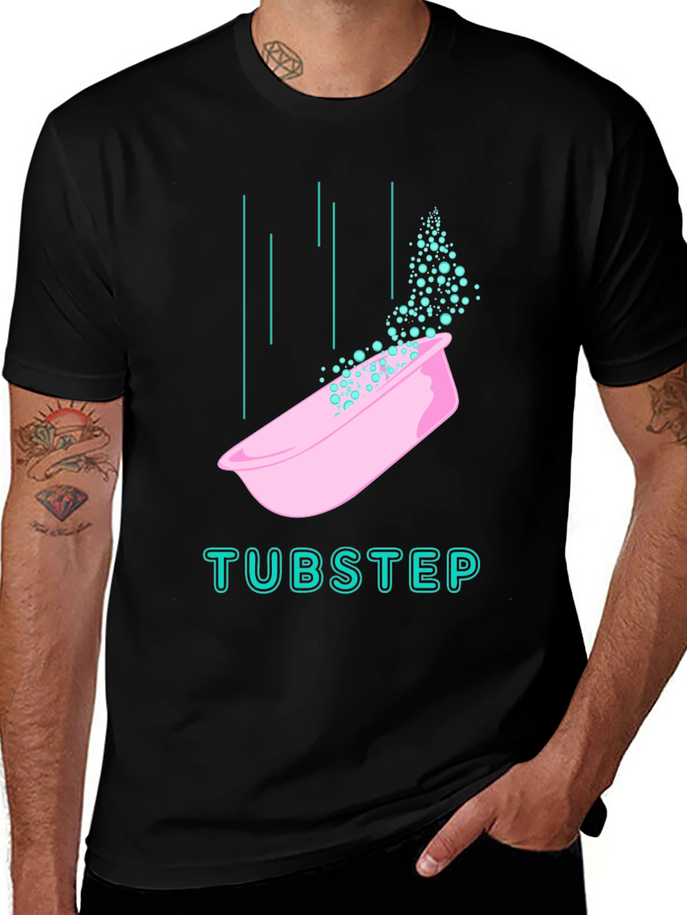 Tubstep Graphic Tee - Black Cotton Blend T-Shirt