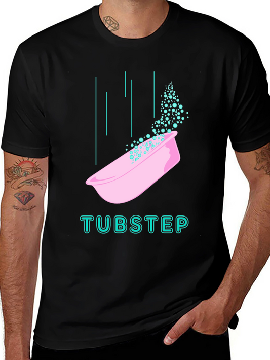 Tubstep Graphic Tee - Black Cotton Blend T-Shirt