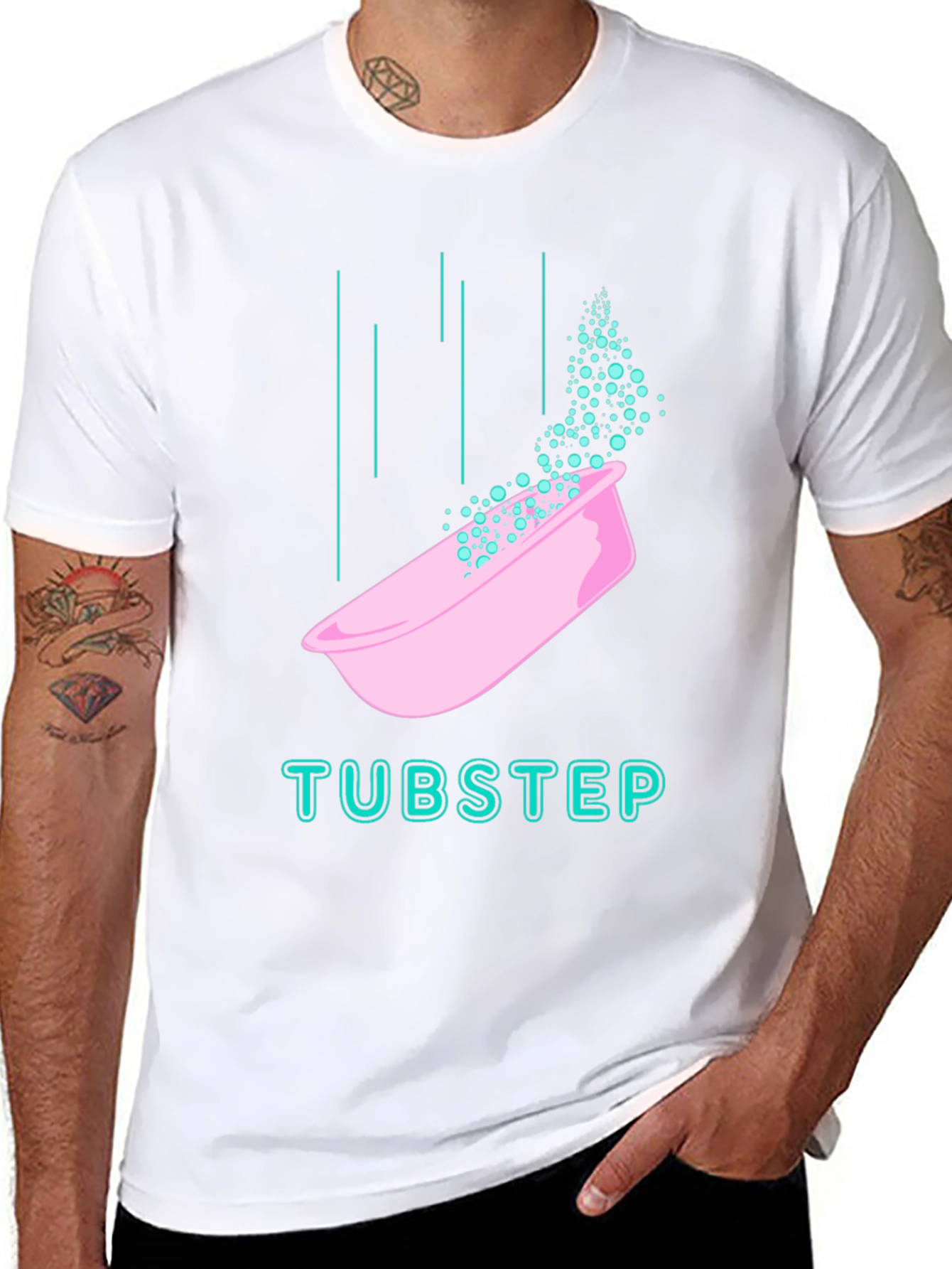 Tubstep Graphic Tee - Black Cotton Blend T-Shirt