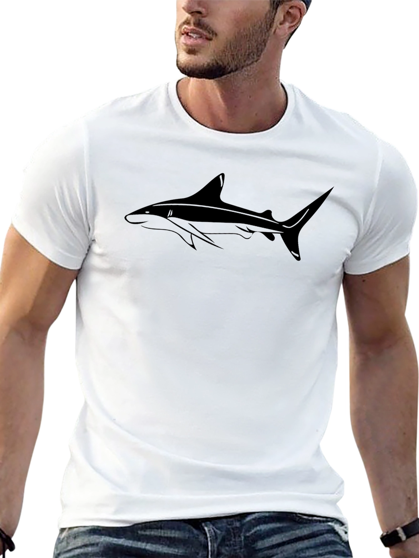 Mens Black Shark Graphic T-Shirt