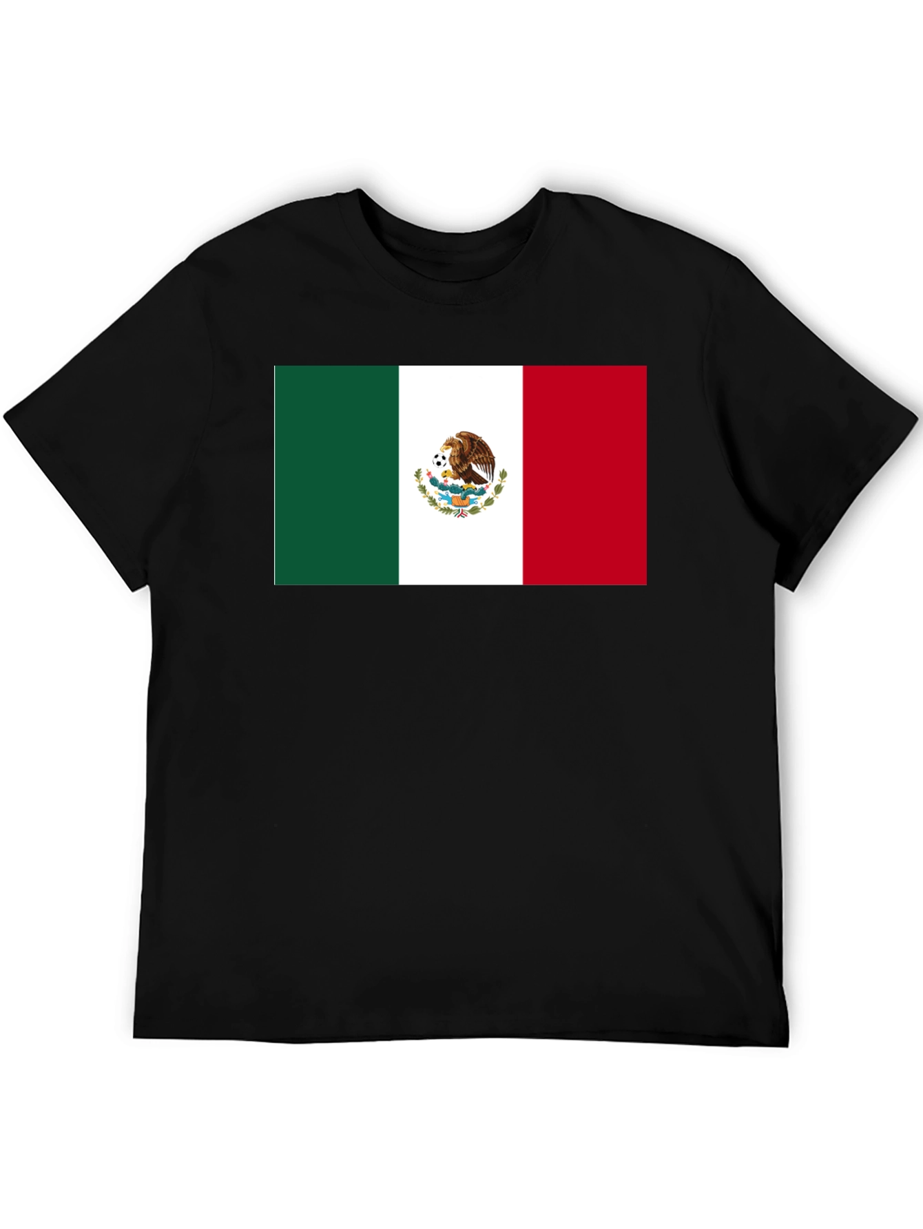Mexico Flag Graphic Tee - Black Cotton T-Shirt