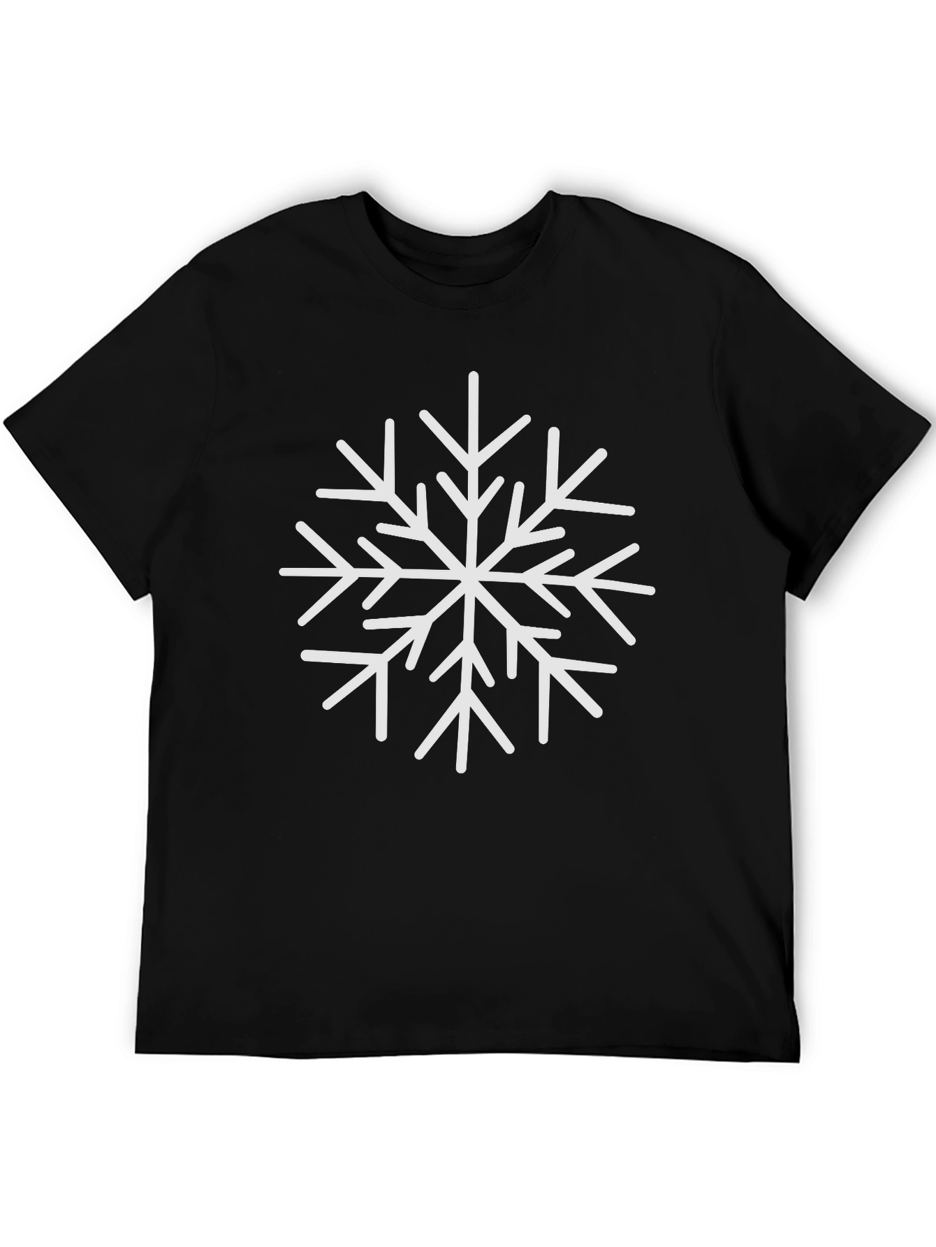 Winter Snowflake Graphic Tee - Black Cotton Blend