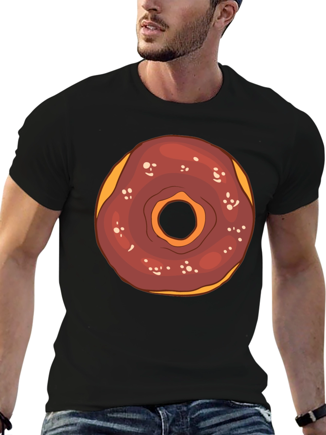 Donut Graphic Tee - Black Cotton T-Shirt