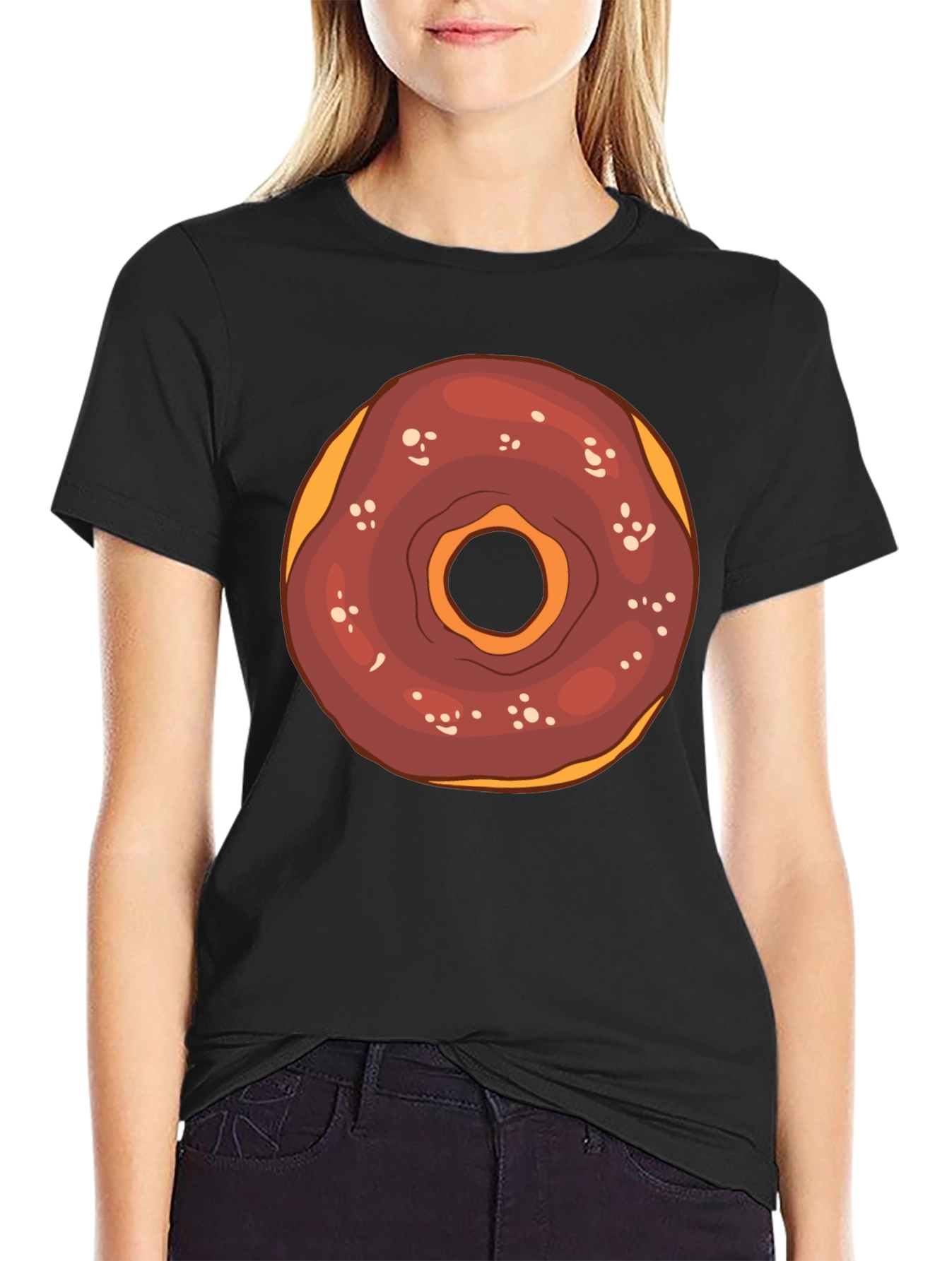 Donut Graphic Tee - Black Cotton T-Shirt