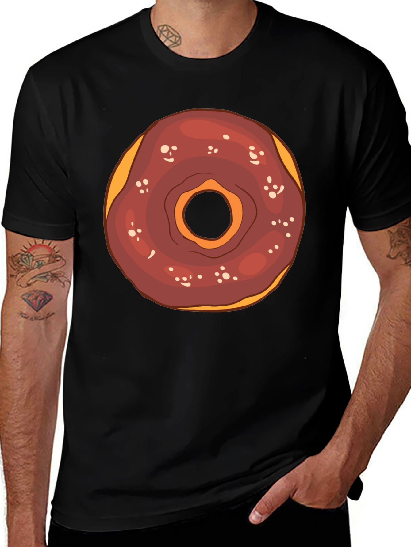 Donut Graphic Tee - Black Cotton T-Shirt