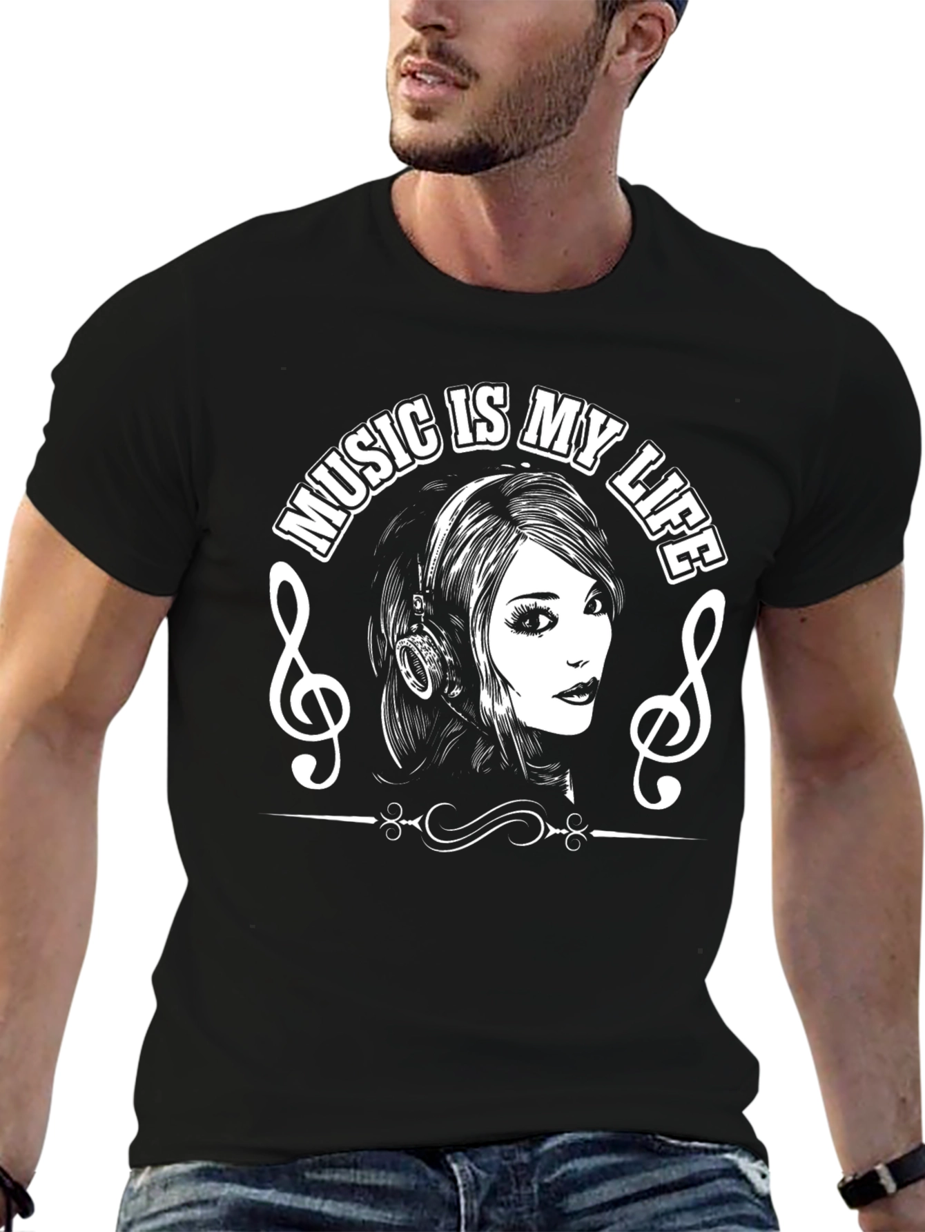 Music is My Life Black T-Shirt