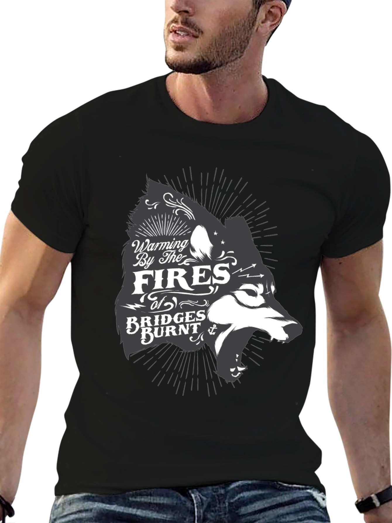 Warming by the Fires Wolf Graphic Tee