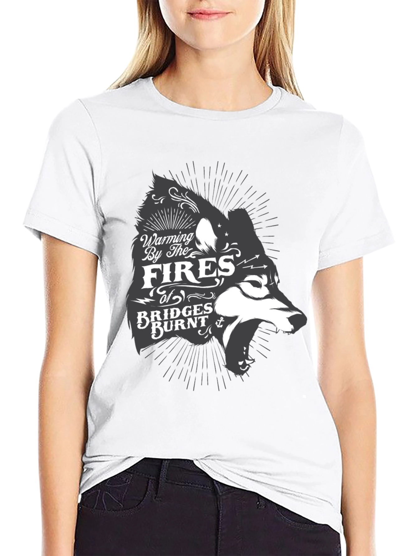 Warming by the Fires Wolf Graphic Tee