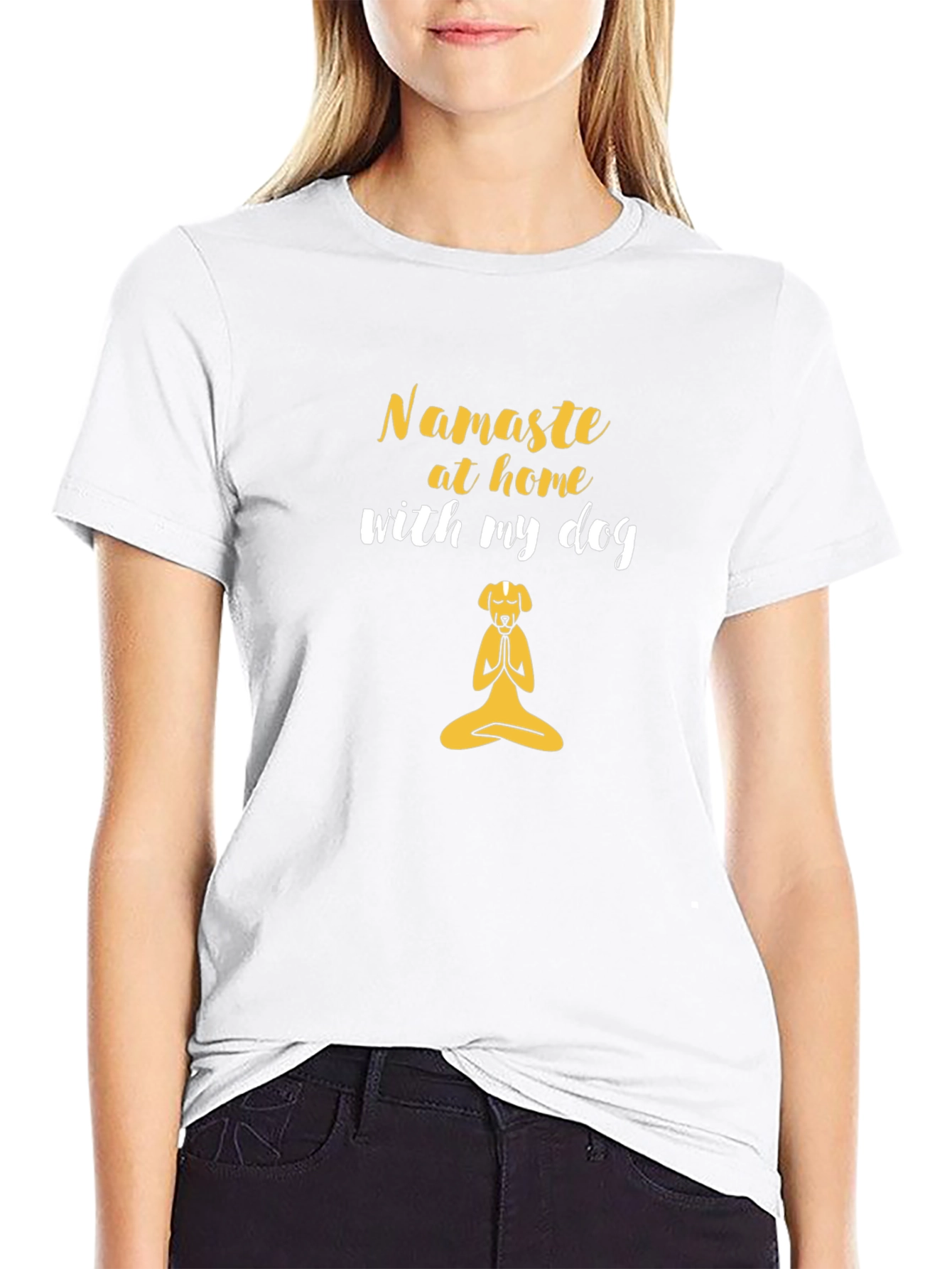 Namaste At Home With My Dog Black T-Shirt