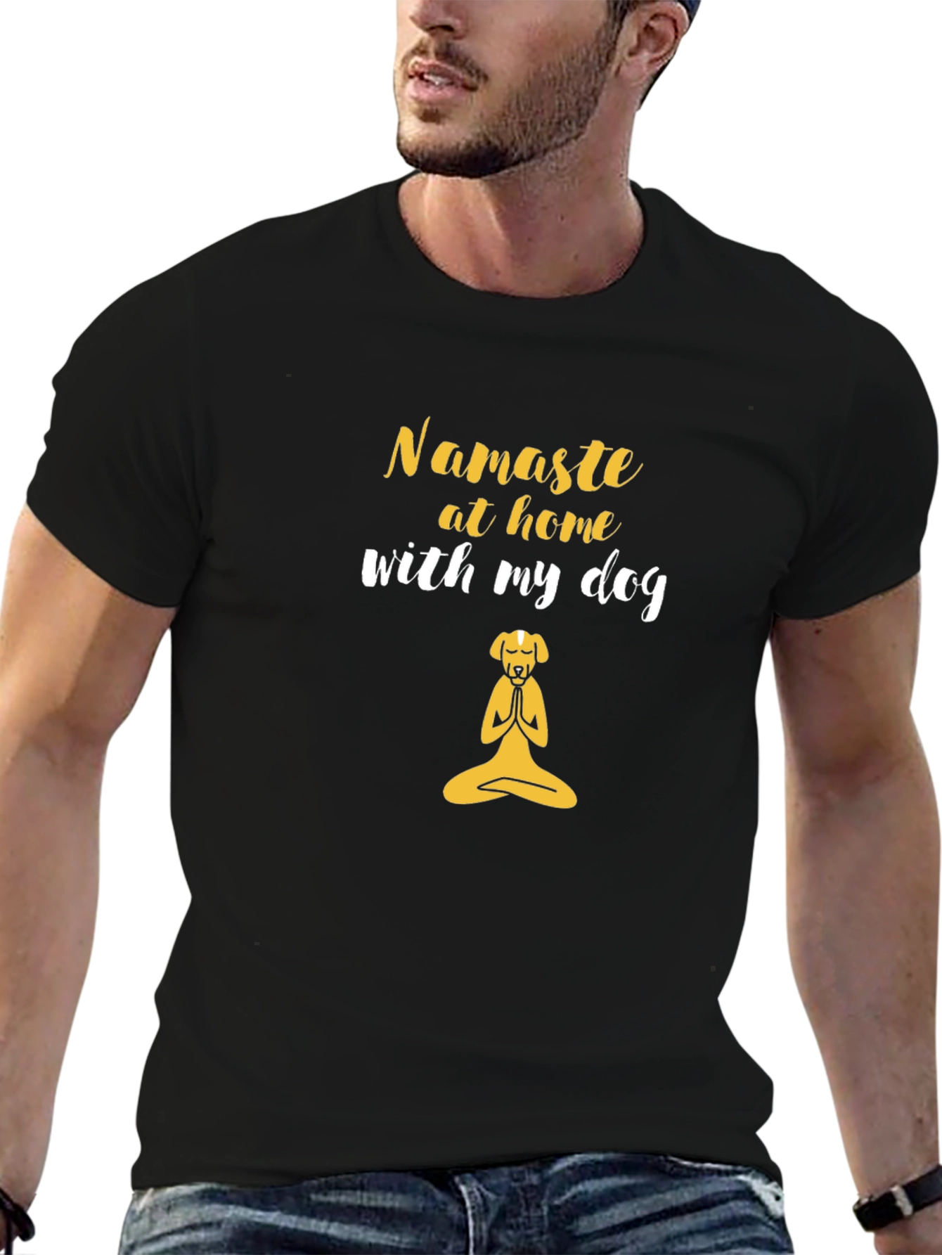 Namaste At Home With My Dog Black T-Shirt