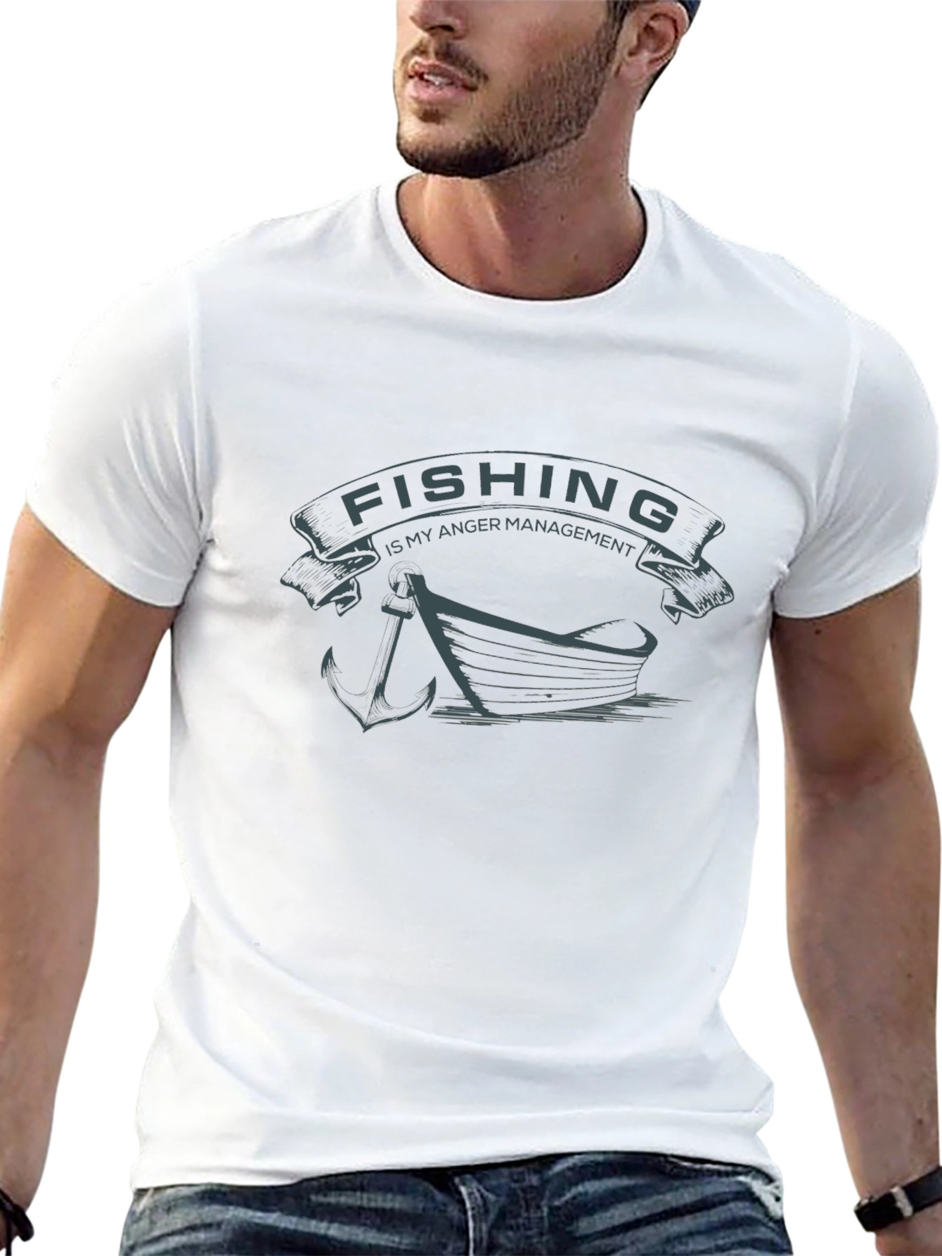 Fishing is My Anger Management Black T-Shirt