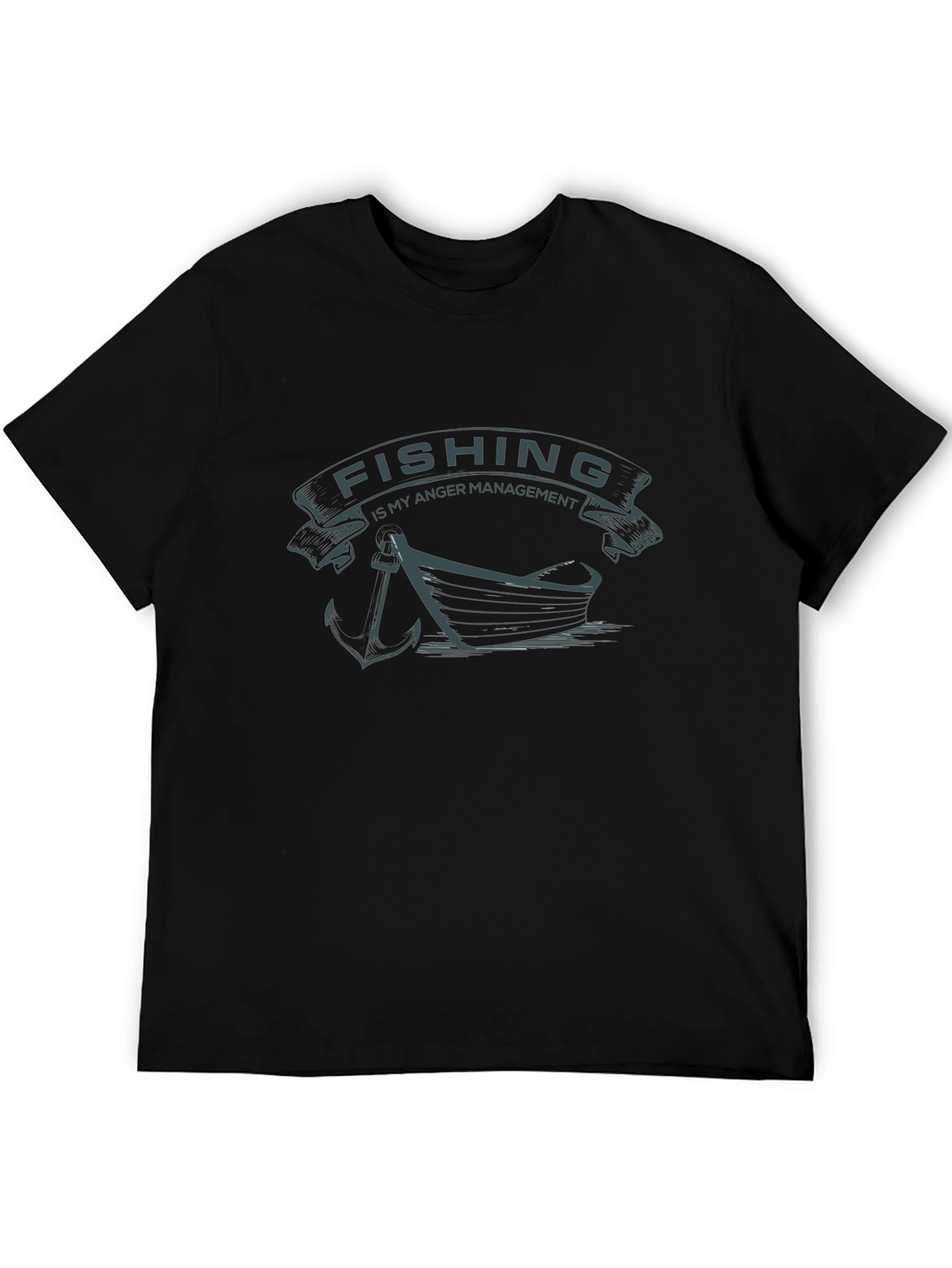 Fishing is My Anger Management Black T-Shirt