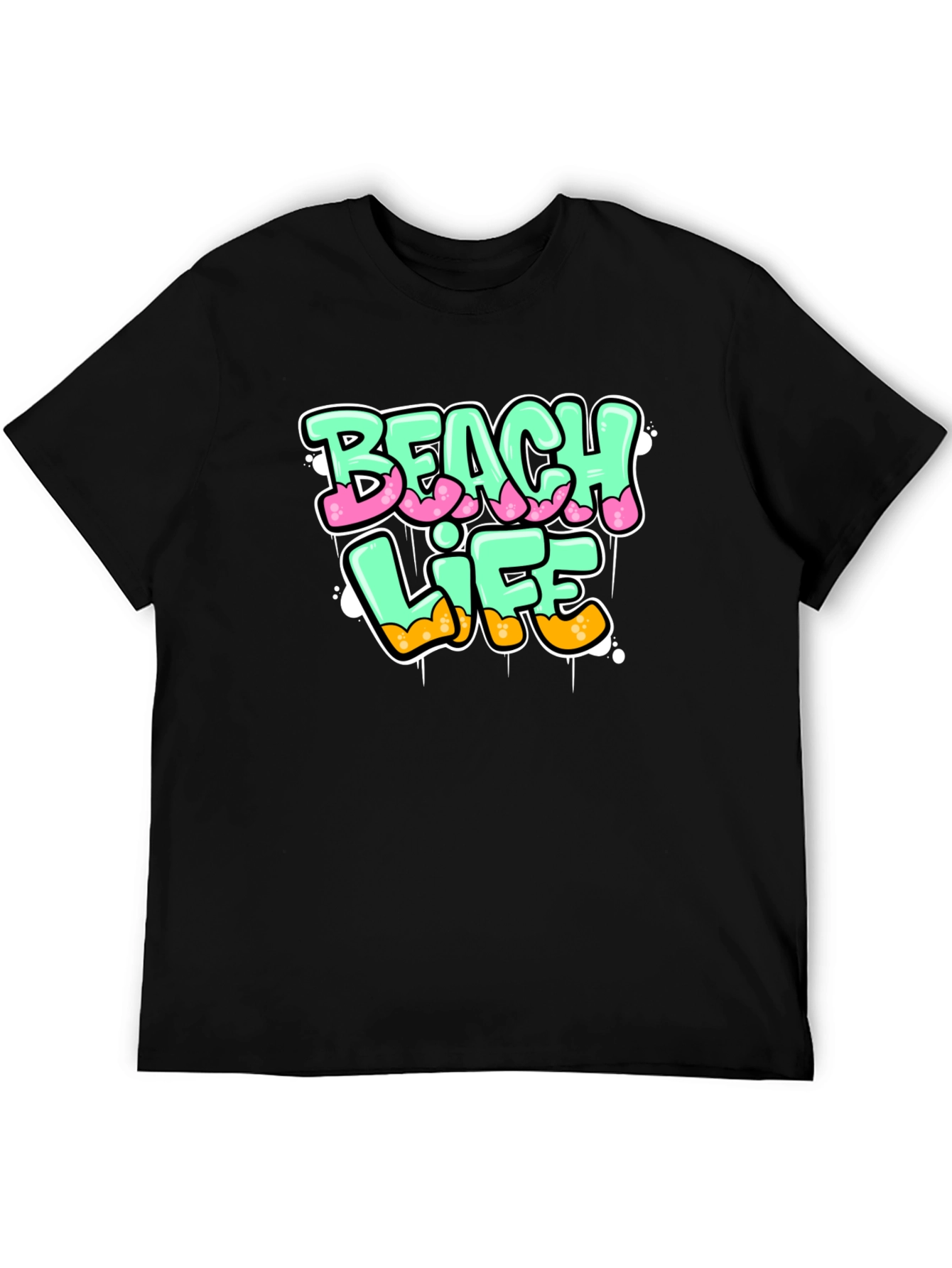 Beach Life Graphic Print Black T-Shirt