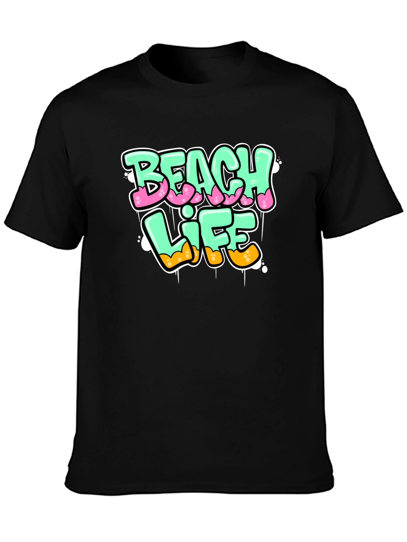 Beach Life Graphic Print Black T-Shirt