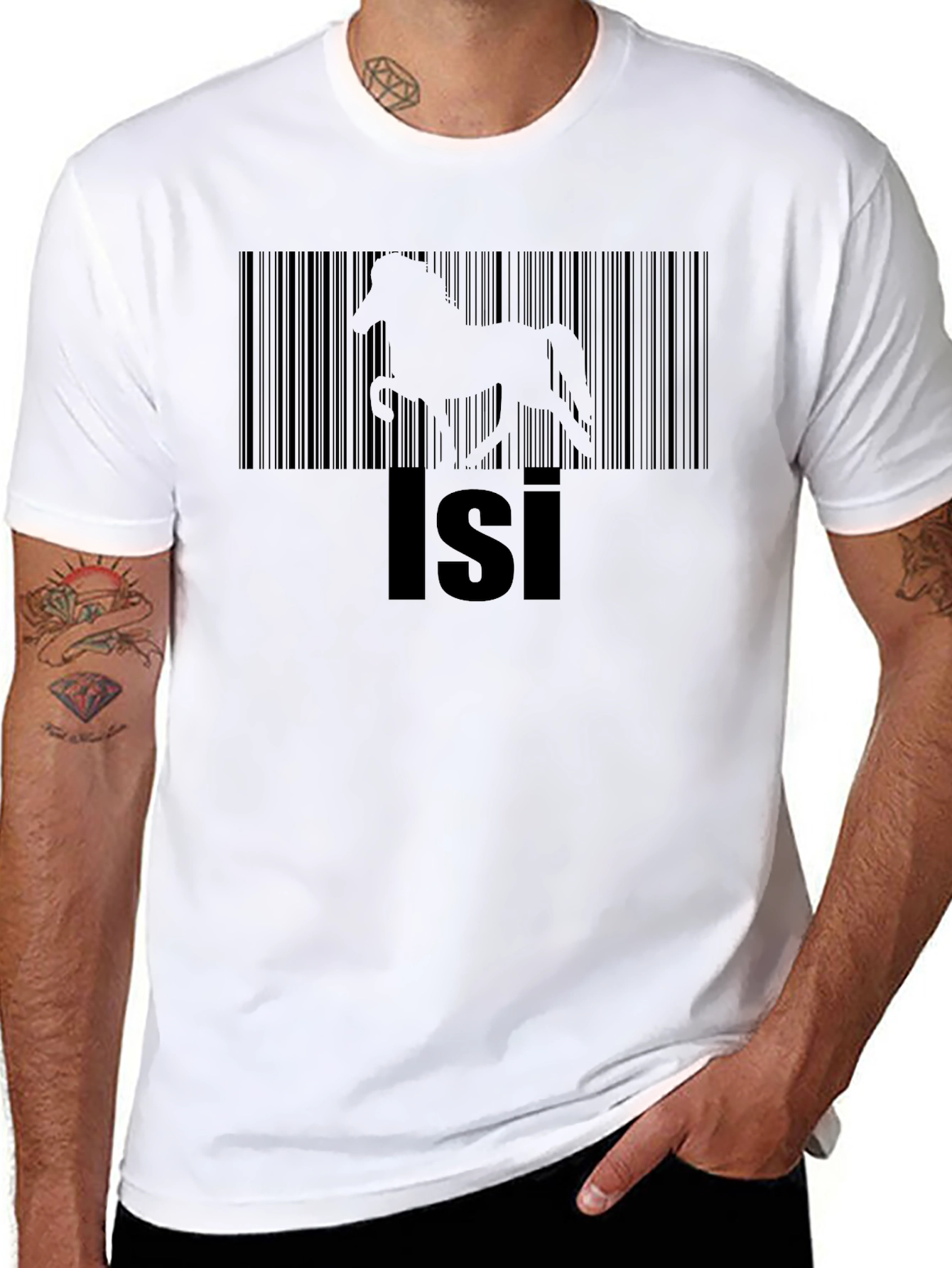 Black Isi Horse Barcode T-Shirt