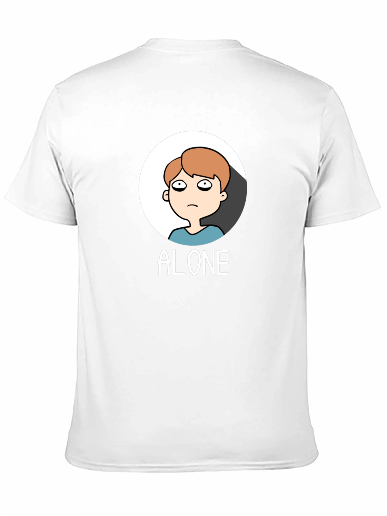 Alone Cartoon Graphic Tee - Black Cotton T-Shirt
