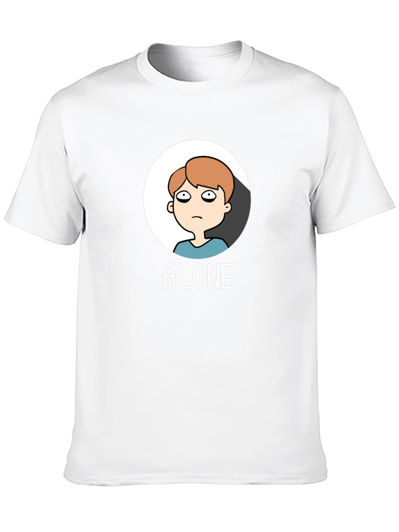 Alone Cartoon Graphic Tee - Black Cotton T-Shirt