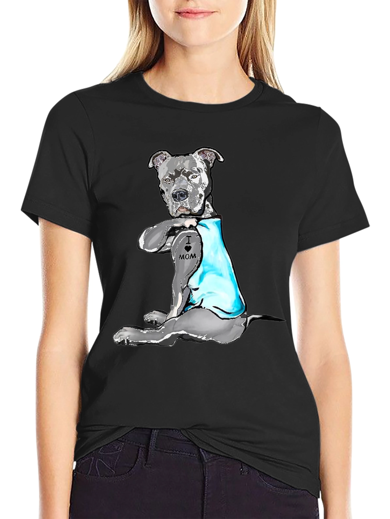 Dog Mom Tattoo Black T-Shirt