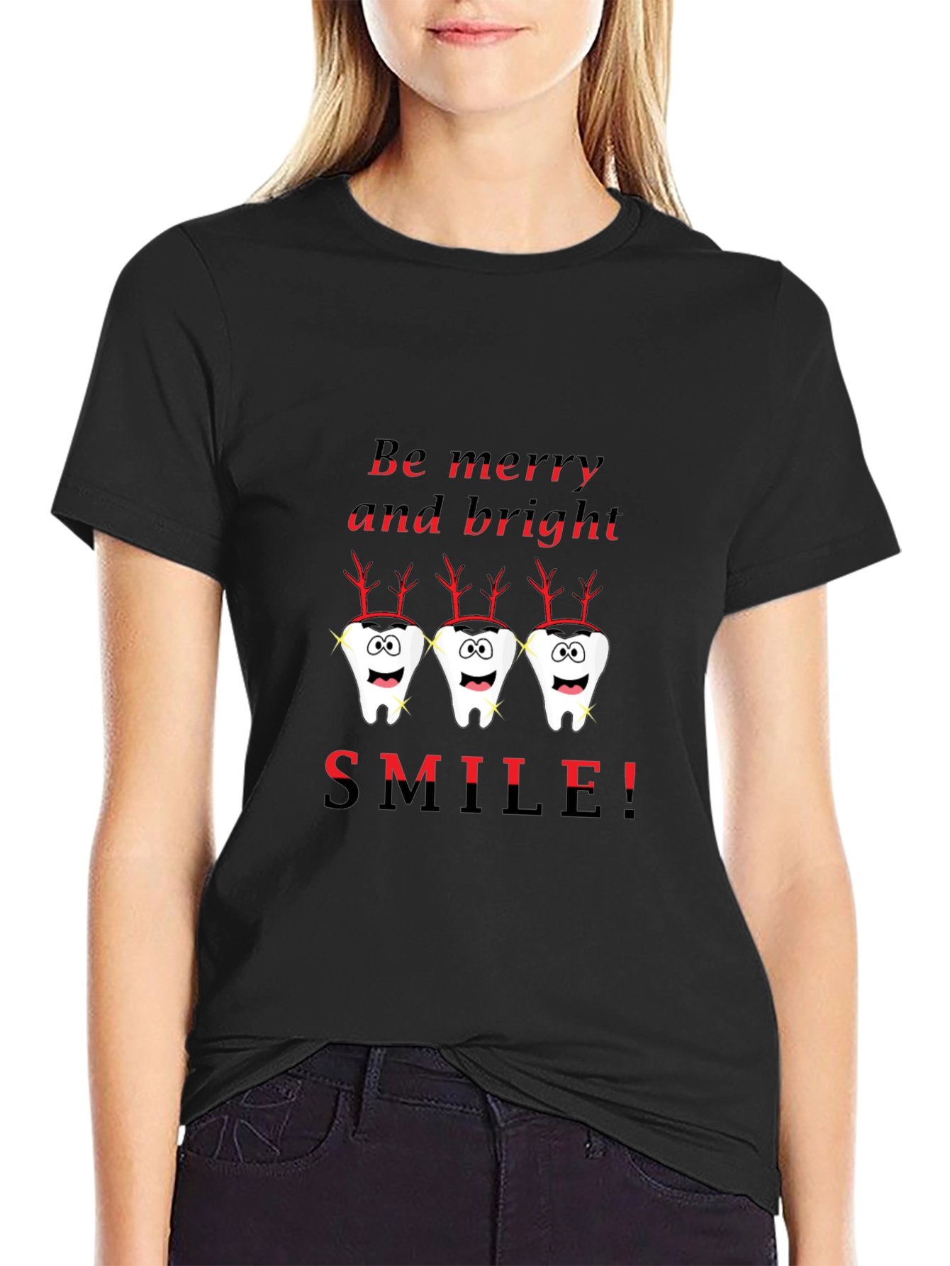 Festive Dental T-Shirt: Be Merry and Bright Smile!