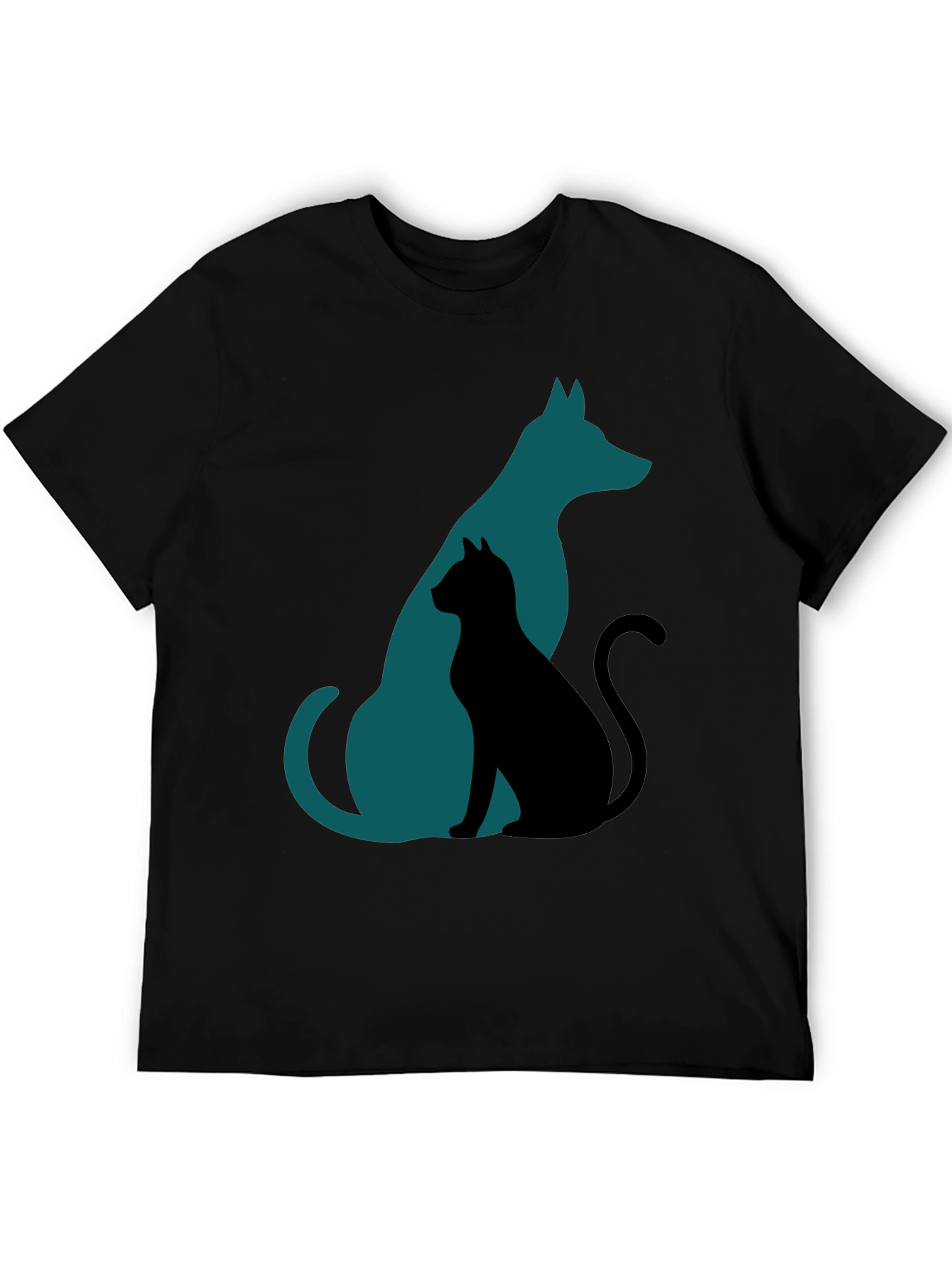 Dog and Cat Silhouette Tee - Mens Graphic T-Shirt