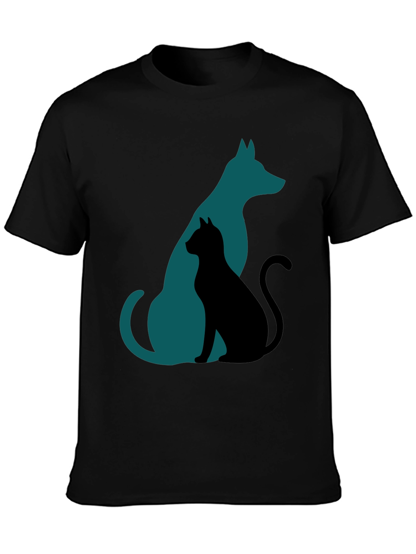 Dog and Cat Silhouette Tee - Mens Graphic T-Shirt