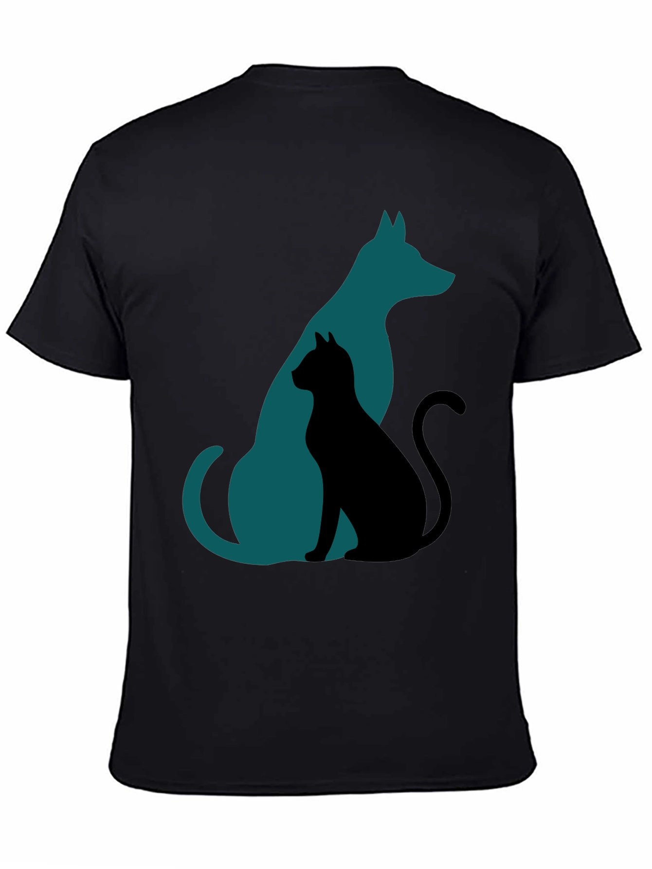 Dog and Cat Silhouette Tee - Mens Graphic T-Shirt