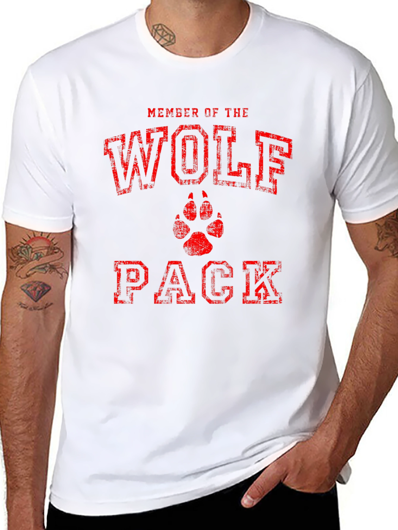 Wolf Pack Graphic T-Shirt - Red Print