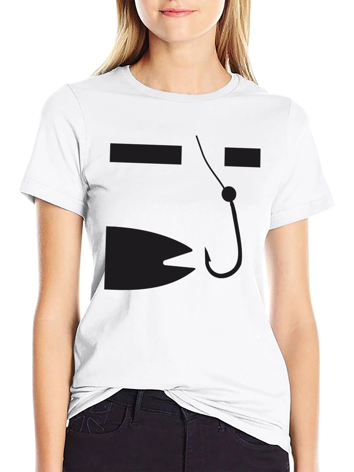 Mens Black Fishing Hook Graphic T-Shirt