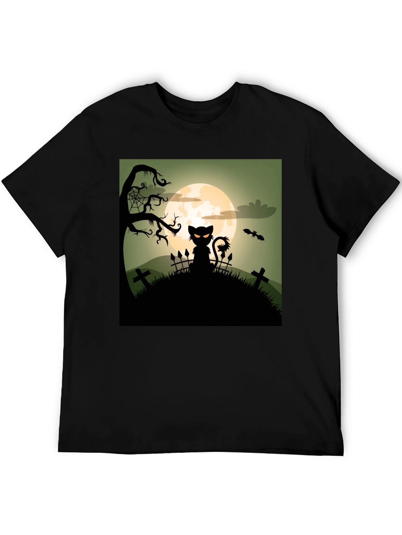 Halloween Cat on Hill T-Shirt