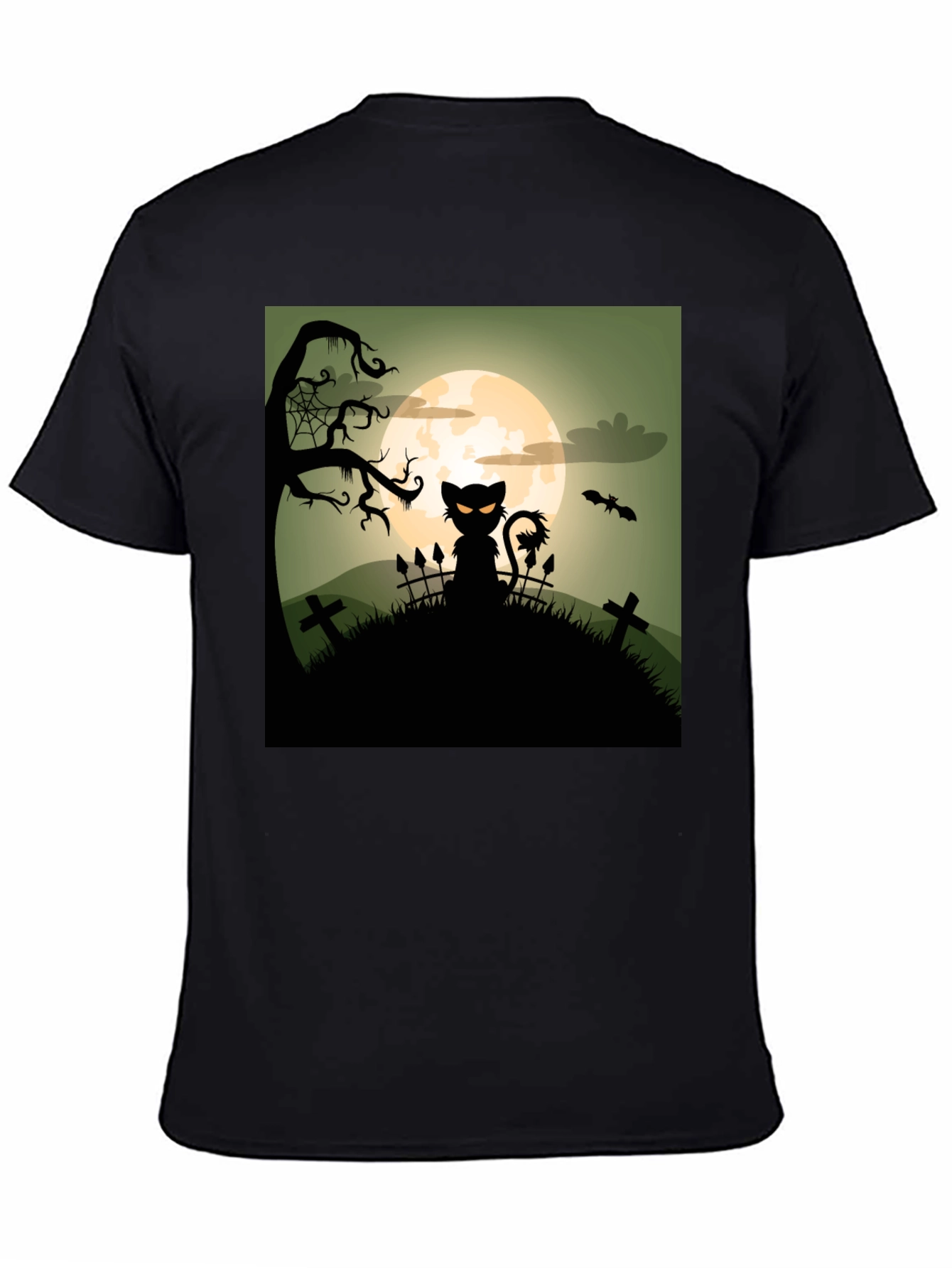 Halloween Cat on Hill T-Shirt