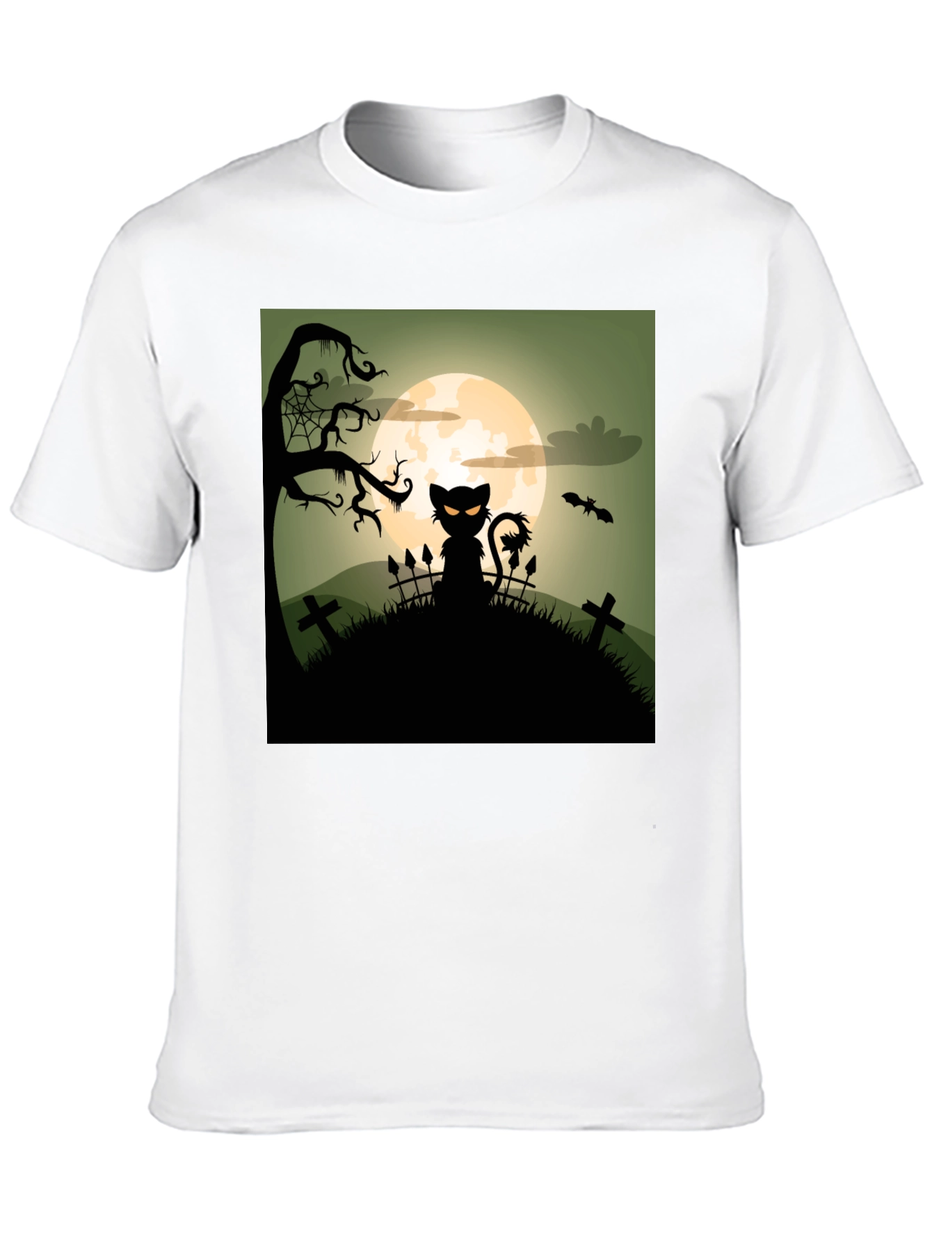 Halloween Cat on Hill T-Shirt