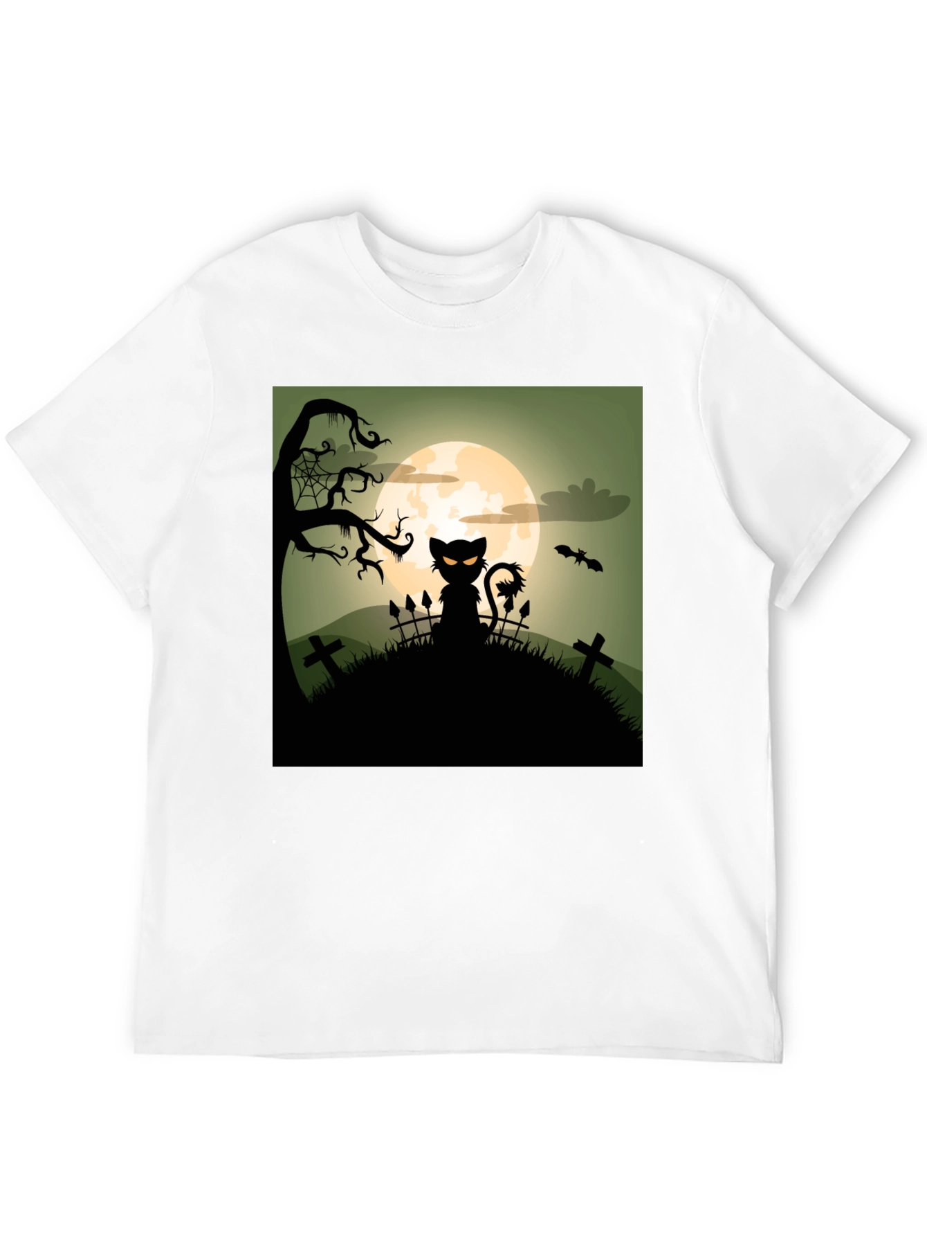 Halloween Cat on Hill T-Shirt
