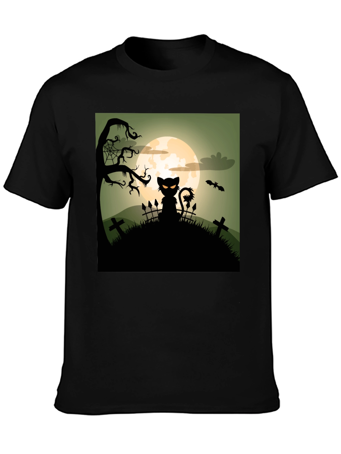 Halloween Cat on Hill T-Shirt