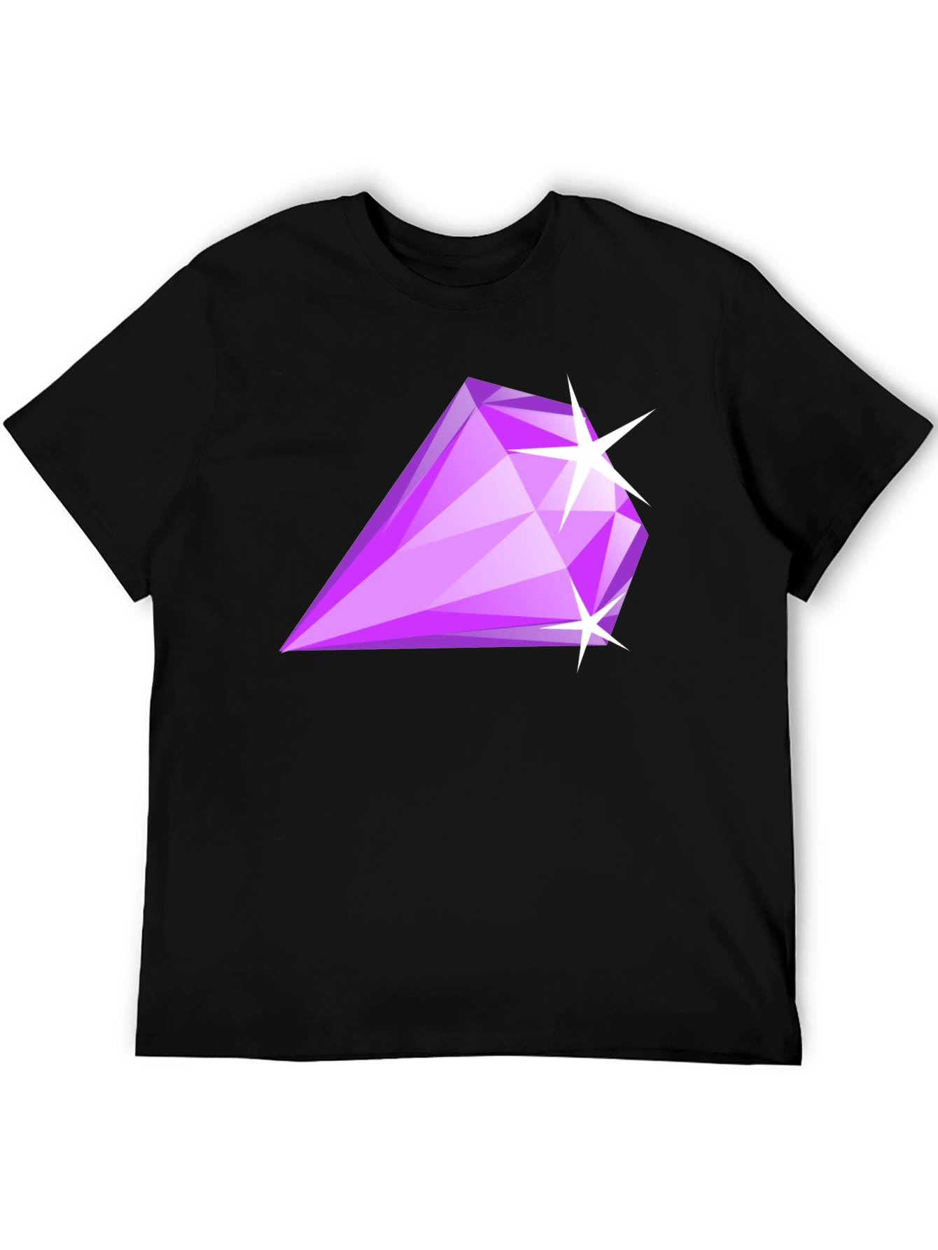 Mens Black T-Shirt with Purple Diamond Graphic