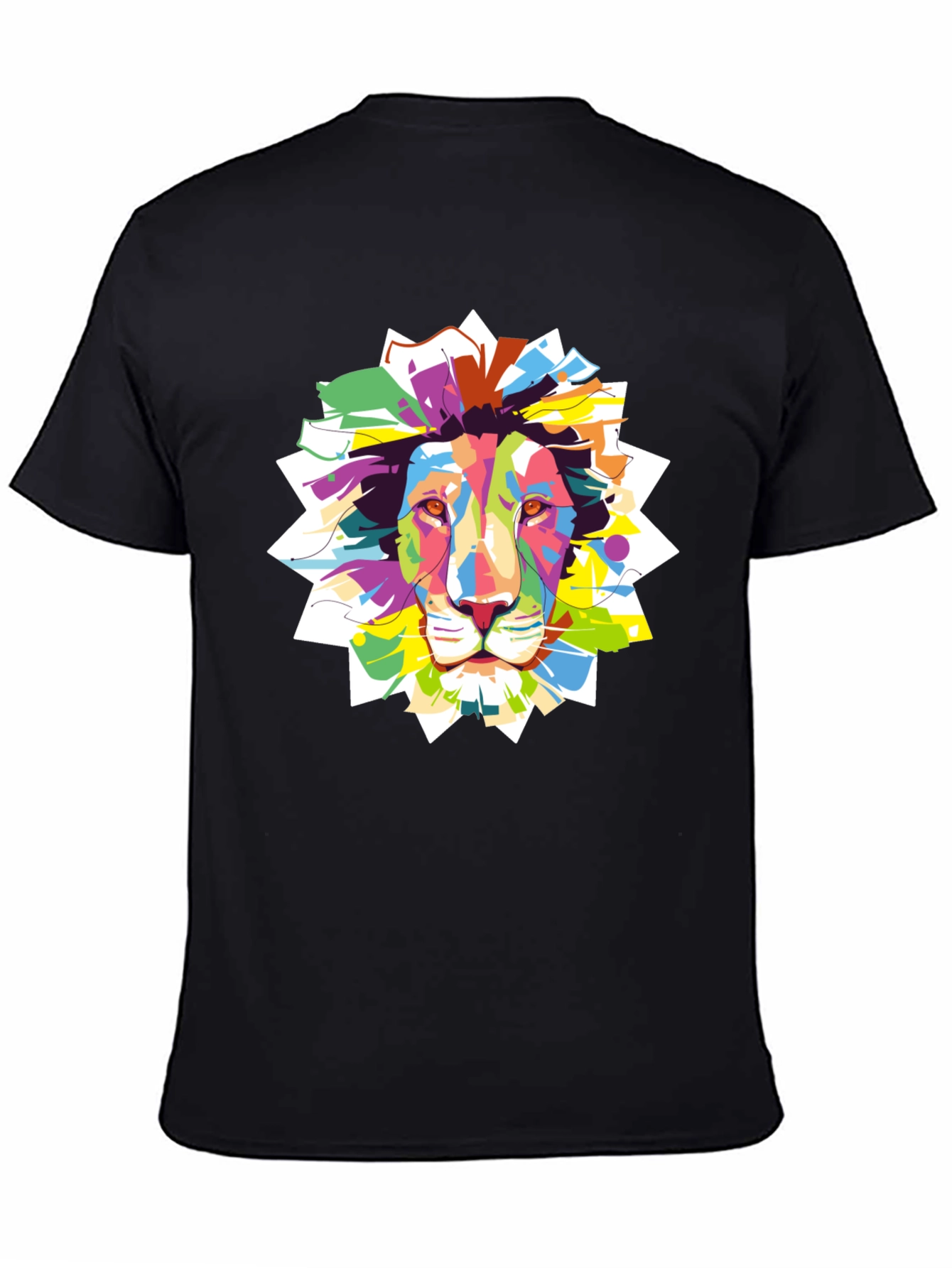 Vibrant Lion Graphic Black T-Shirt